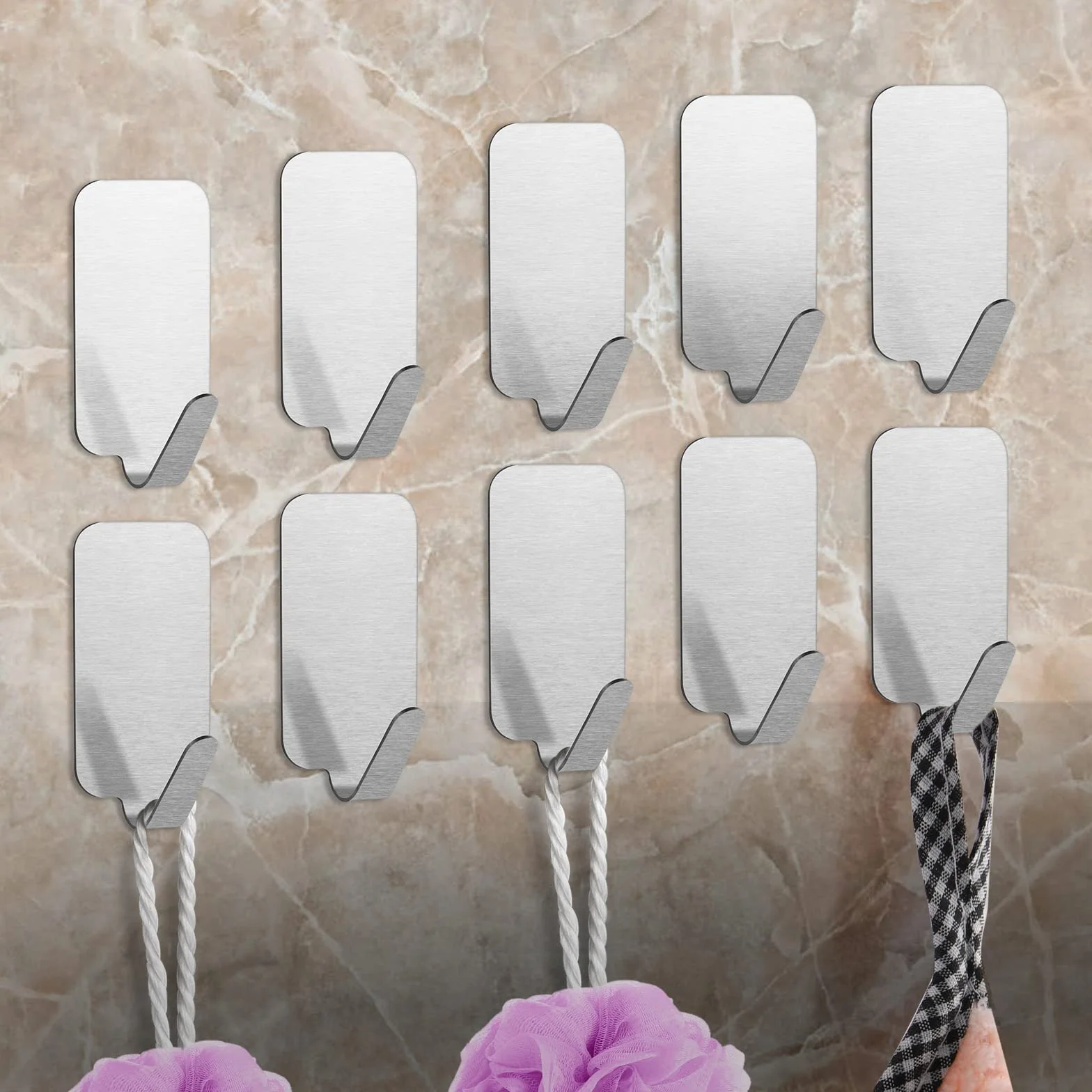 Flintronic Ganci Autoadesivi in Acciaio Inossidabile 14 PCS per Impieghi Pesanti, Impermeabili Senza Chiodi