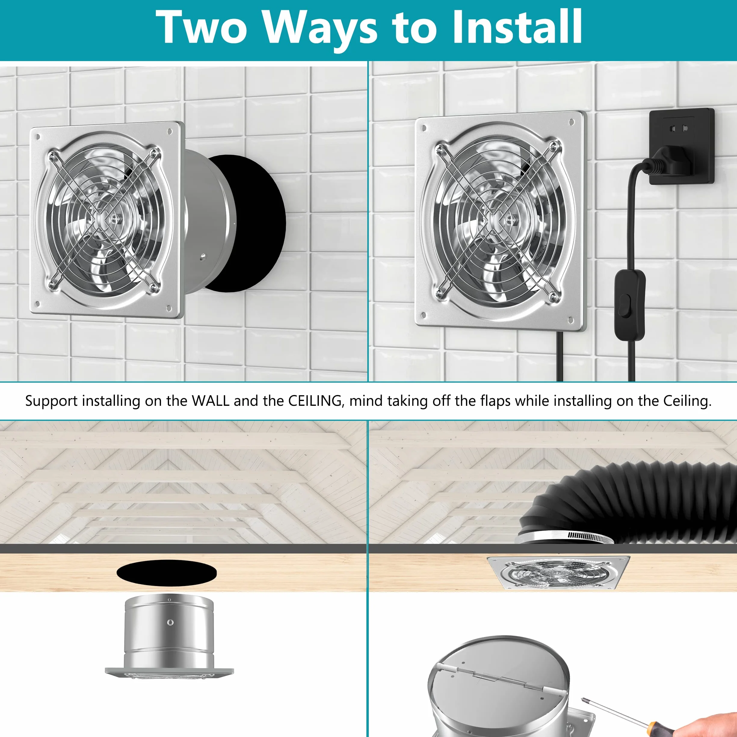 HG Power Estrattore Industriale 150mm 525 m³/h Ventola Aspirazione per Bagno Cucina