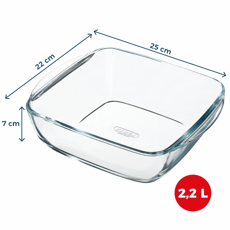 Pyrex Plat Air Fryer Carré Verre Borosilicate 25 x 22 cm