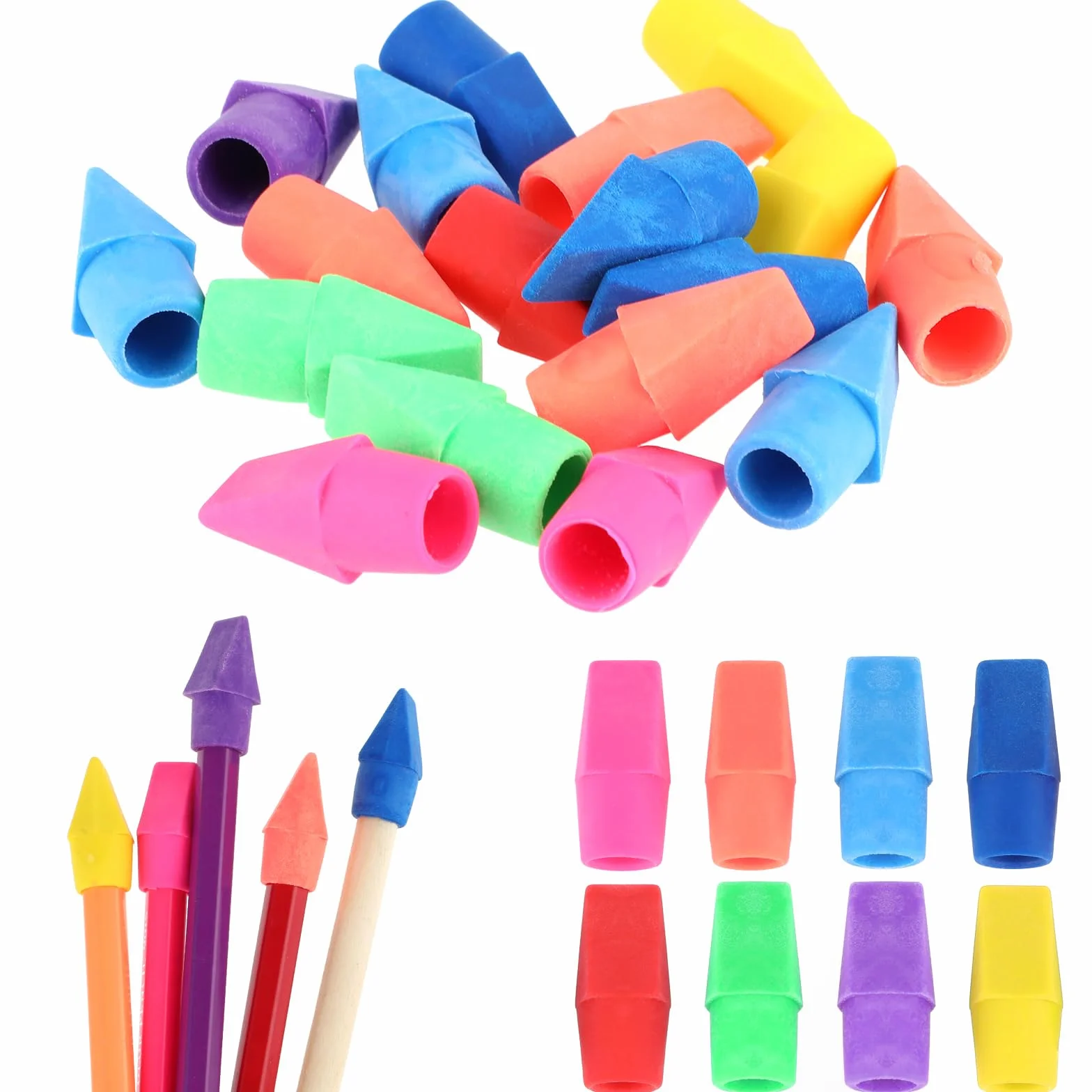 Sibba 20pcs Gomme Per Matite Gommini Per Tappi Di Matita Di Colore Neon Tappi Per Matite Per Bambini Set Di Gommini Per Matite Per Studenti Disegno Artistico Insegnanti E Materiale Scolastico