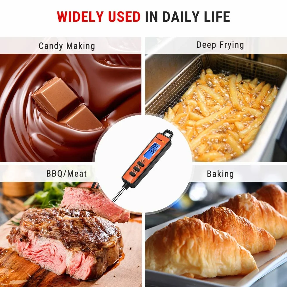 ThermoPro TP01S Termometro da Cucina Digitale Lettura Istantanea Sonda Lunga per Carne Cottura Alimenti Barbecue
