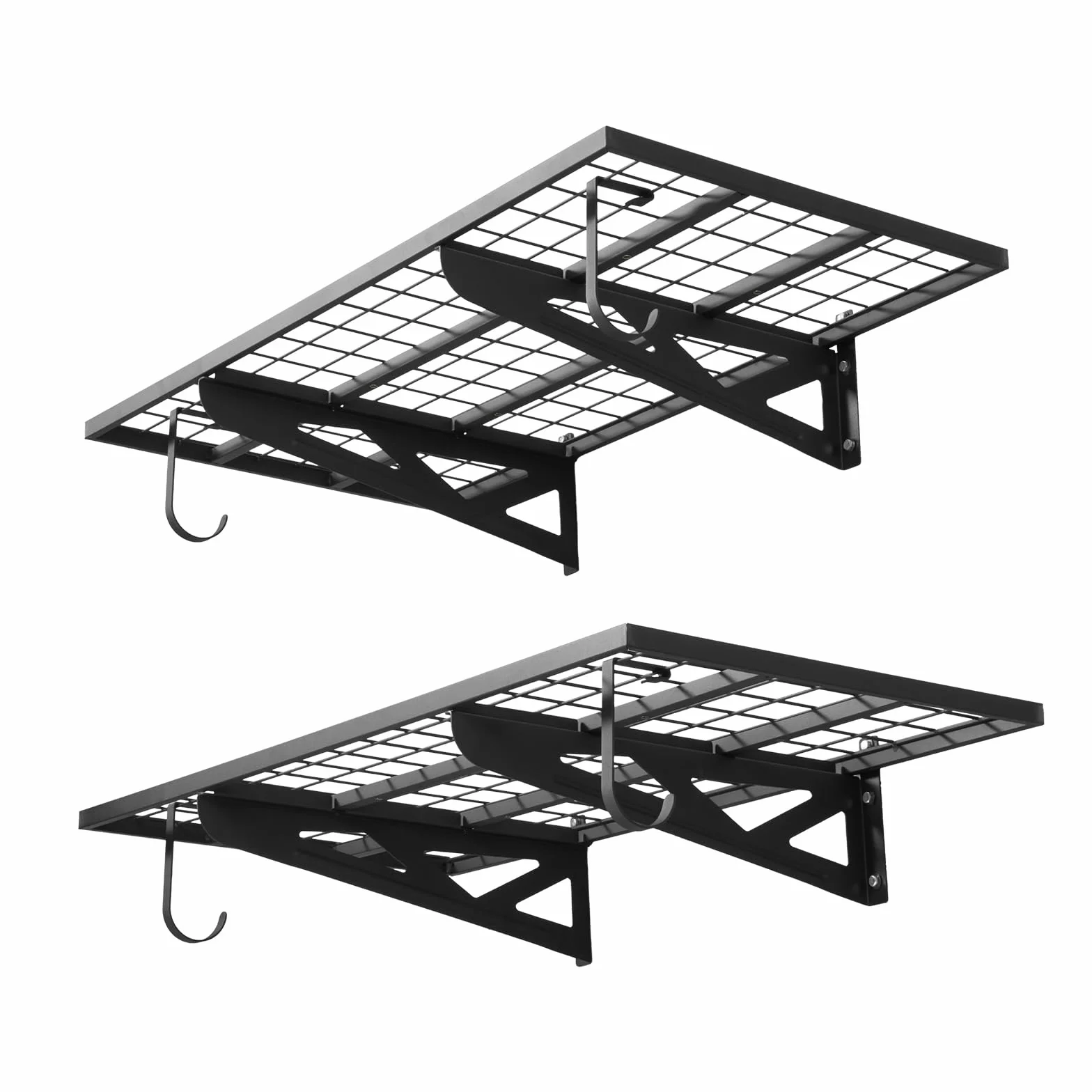 VEVOR Scaffale da Parete per Garage Portaoggetti 2 pezzi 122x62x21 cm, Scaffale a Griglia da Muro per Garage Lavanderia Officina Carico Singolo max. 113 kg, Rete da Parete Portaoggetti, Nero