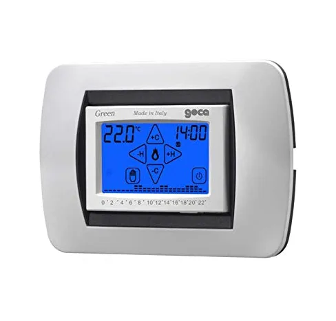 GECA 3.528.2934 GREEN 230V Cronotermostato touch screen da incasso con grafico delle temperature, Bianco