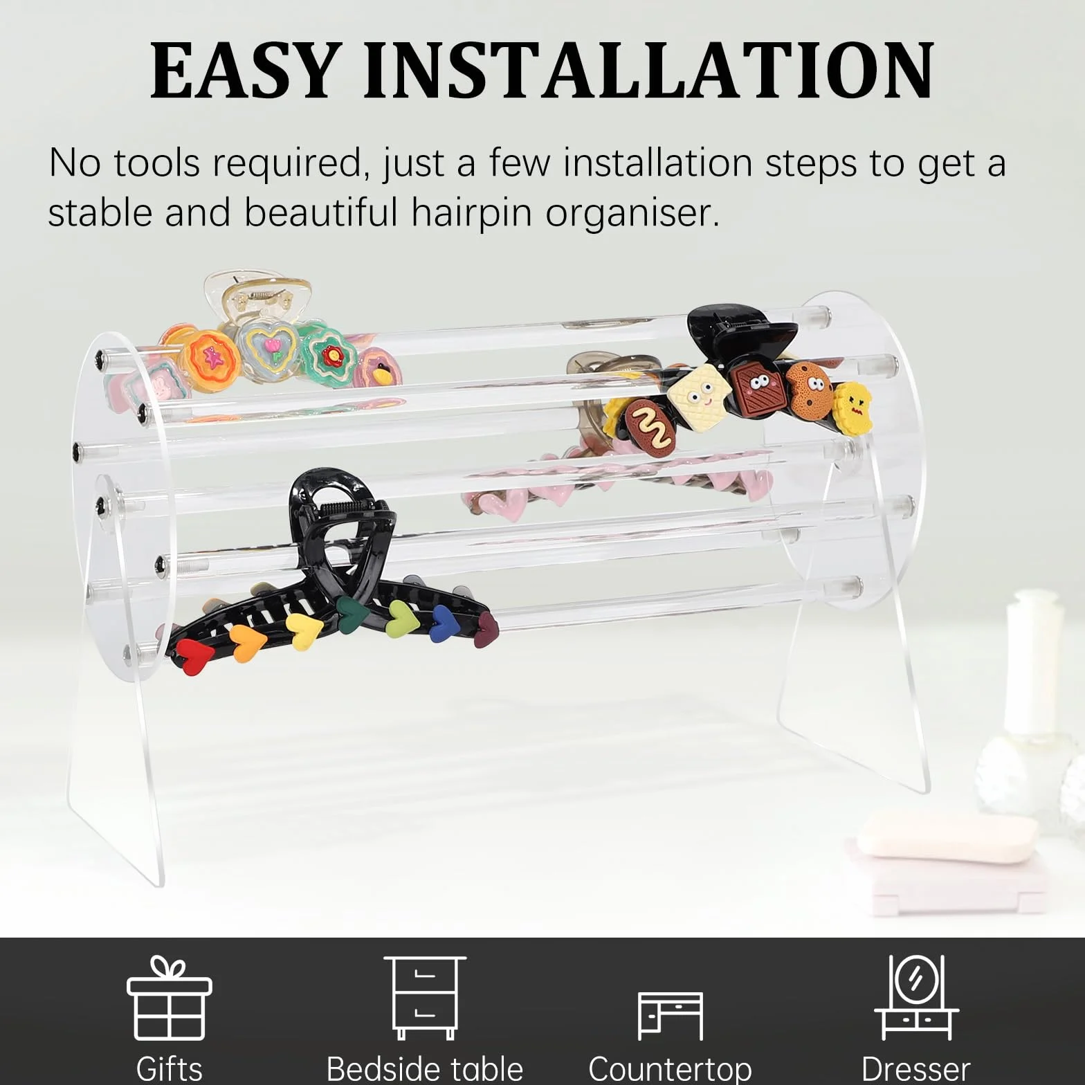 Lalago Porta Cerchietti Per Capelli 360 Gradi Rotante Organizer Fermagli Supporto Espositori