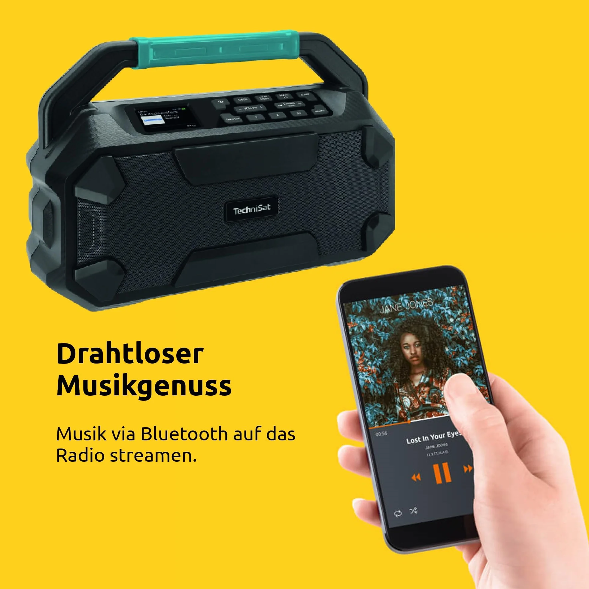 TechniSat Viola 231 OD - Batteria Makita Radio da cantiere compatibile (DAB+, FM, AUX, Bluetooth, IPX4, resistente agli spruzzi, 2 altoparlanti stereo da 15 W)