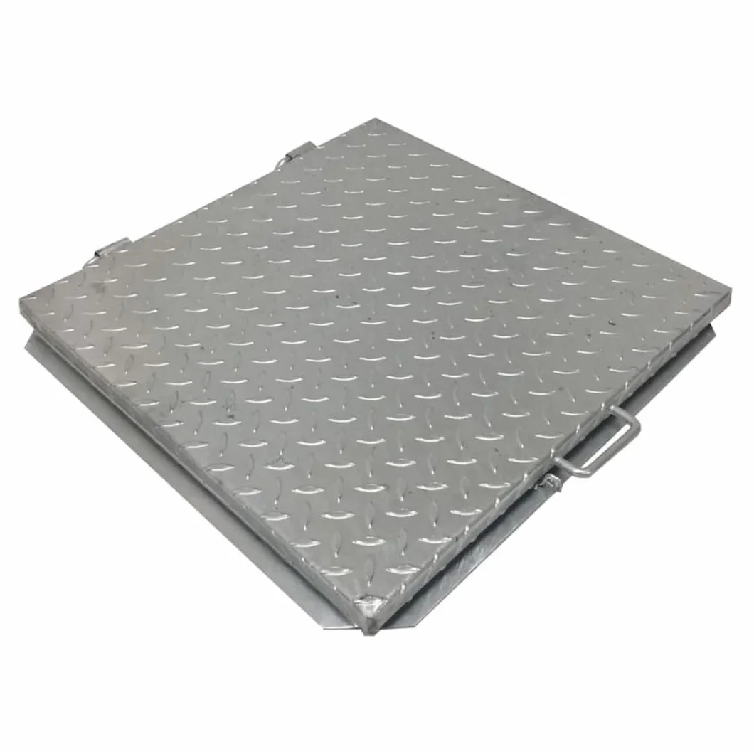 EINSIDE Coperchio cisterna, Chiusino per cisterna zincato bugnato, Tombino zincato per ispezione, 120 x 120 cm