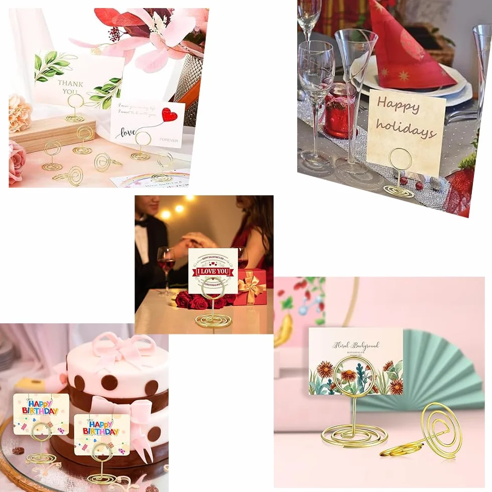 20 Pcs Portacarte Segnaposto Metallo, Portanumero da Tavolo, Porta Memo Foto Clip per Matrimonio, Festa, Ufficio, Ristorante, Scuola