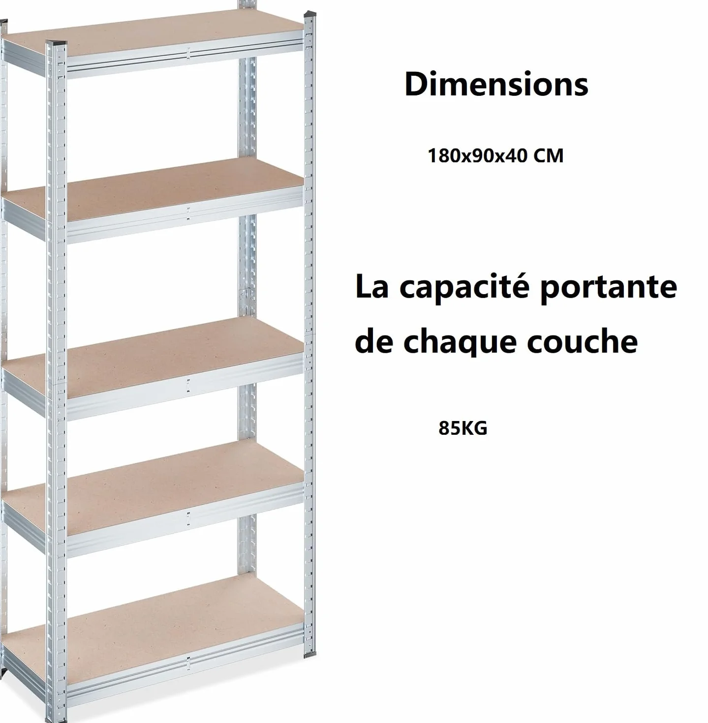 Scaffali in Metallo per Garage.Portante 875 KG.Scaffale Salvaspazio 5 Ripiani Regolabili, Senza Viti