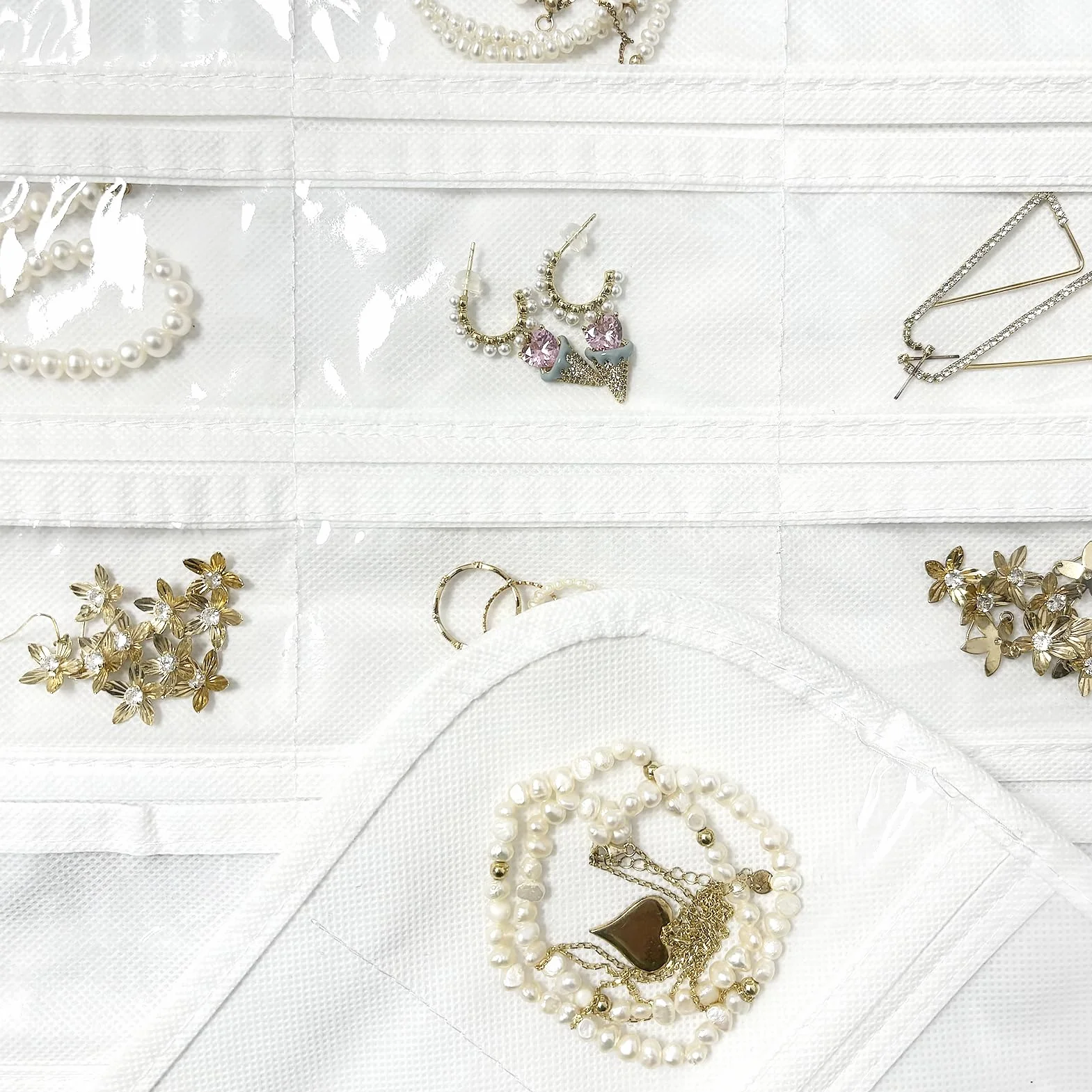 Organizer per gioielli da appendere 80 tasche per orecchini collane bracciali anelli