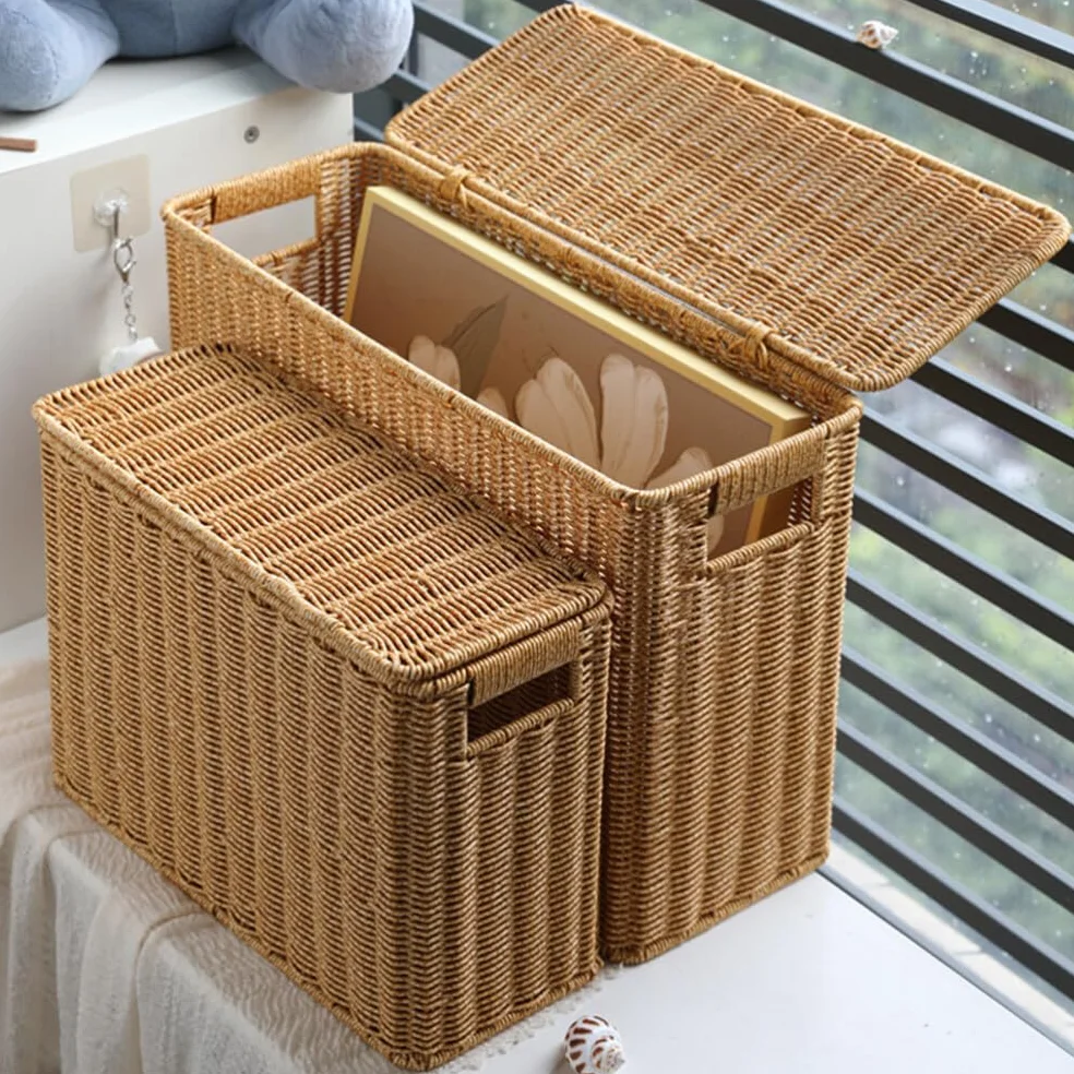 PartyKindom Scatola Portaoggetti Con Manico Intrecciato Per Cestino Da Picnic Organizer Per Articoli Vari