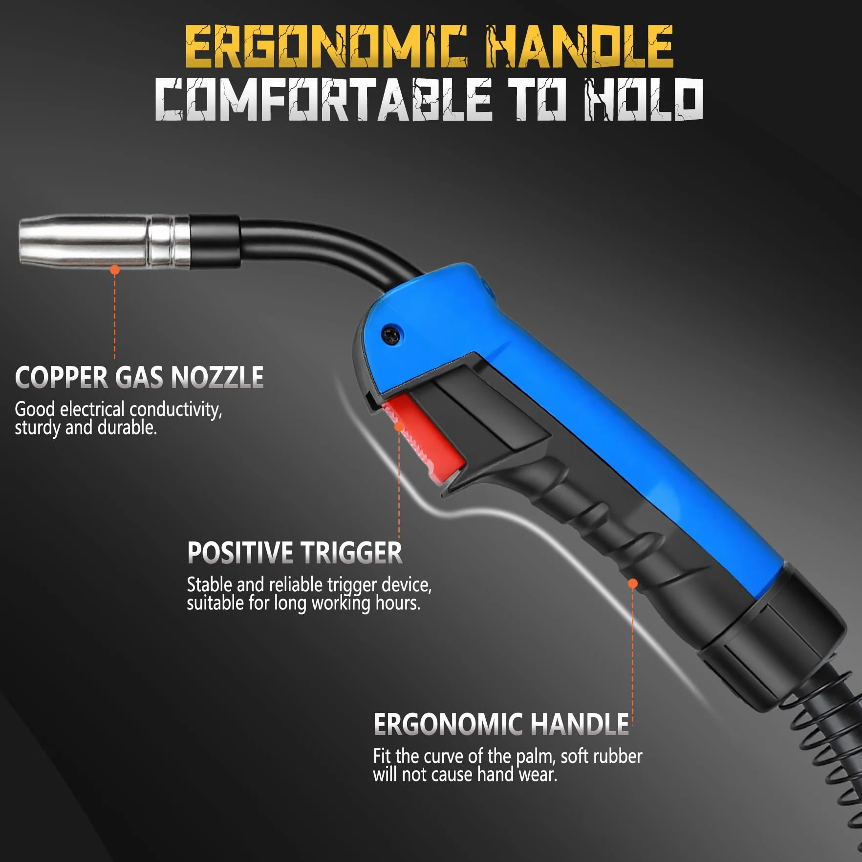 Torcia di Saldatura a filo MIG/MAG MB15AK 4M con Set 22 Pezzi Deteriorabili, Connessioni in Rame Puro e Impugnatura Ergonomica, per Saldatura CO² in Officina e Industria