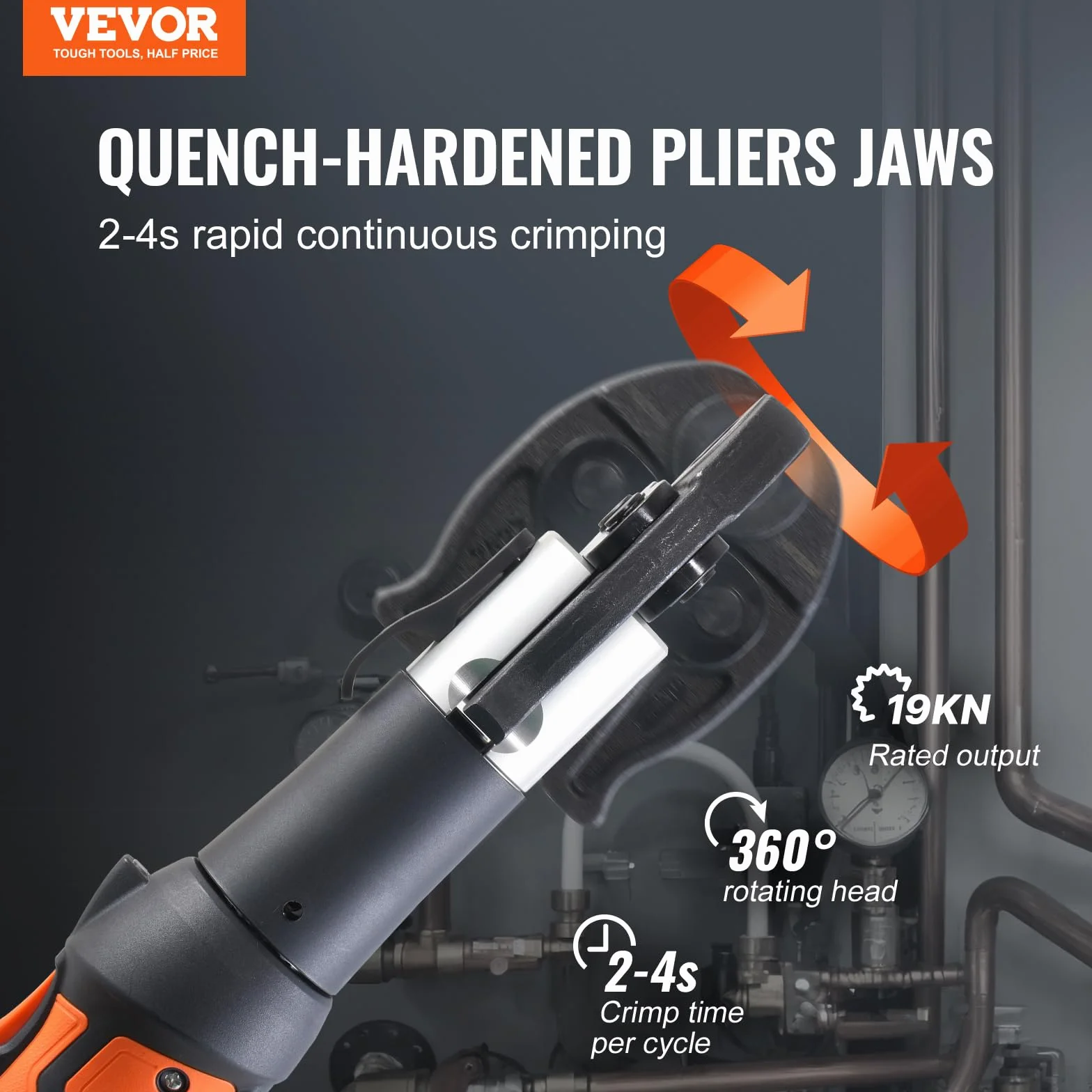 VEVOR Kit di Utensili per Pressatura e Batteria, Utensile Elettrico per Crimpatura di Tubi con Ganasce M15, M22, M28, Pressatura con 2 Batterie 20 V 2,0 Ah, Caricabatterie Rapido e Custodia Trasporto