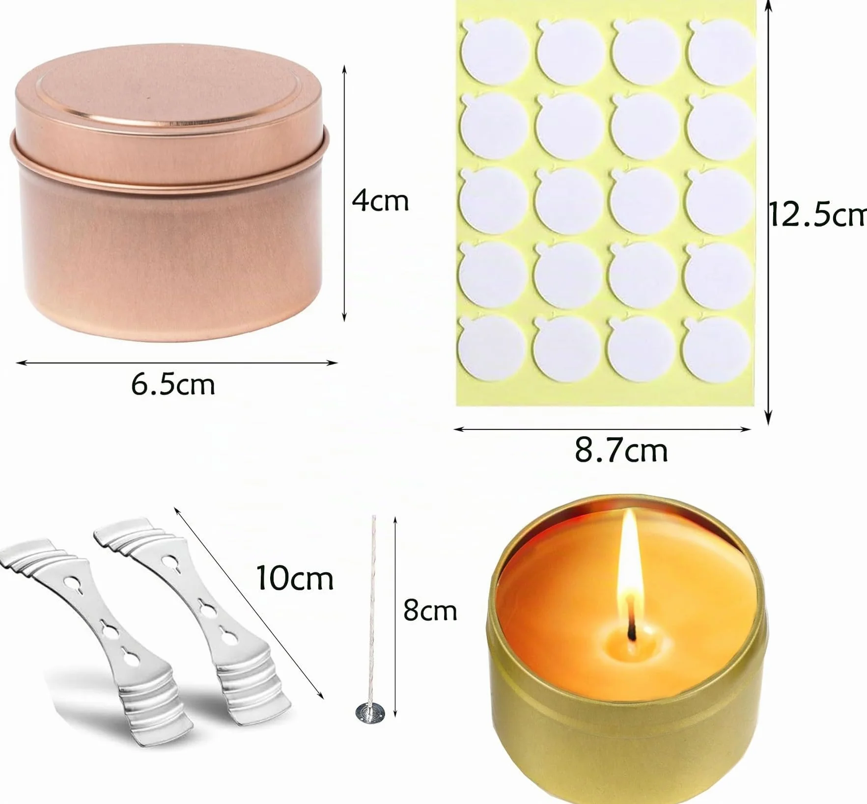 12 Pezzi Portacandele con Coperchio - Contenitori Decorativi Rotondi In Metallo per Fabbricazione Di Candele, Spezie, Gioielli, Polveri, Caramelle, Unguento - Barattoli Vuoti Fai Da Te