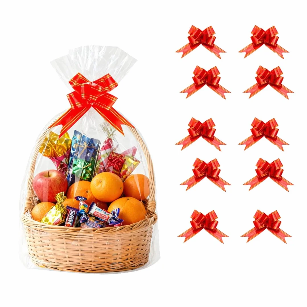 10 Pezzi Sacchetti Per Cesti Regalo Trasparenti, Fogli Cellophane Trasparente Per Confezioni, Sacchetti di Carta Trasparenti per Cesti e Bouquet, Per Confezioni Regalo, Feste, Eventi, 45 x 60 cm