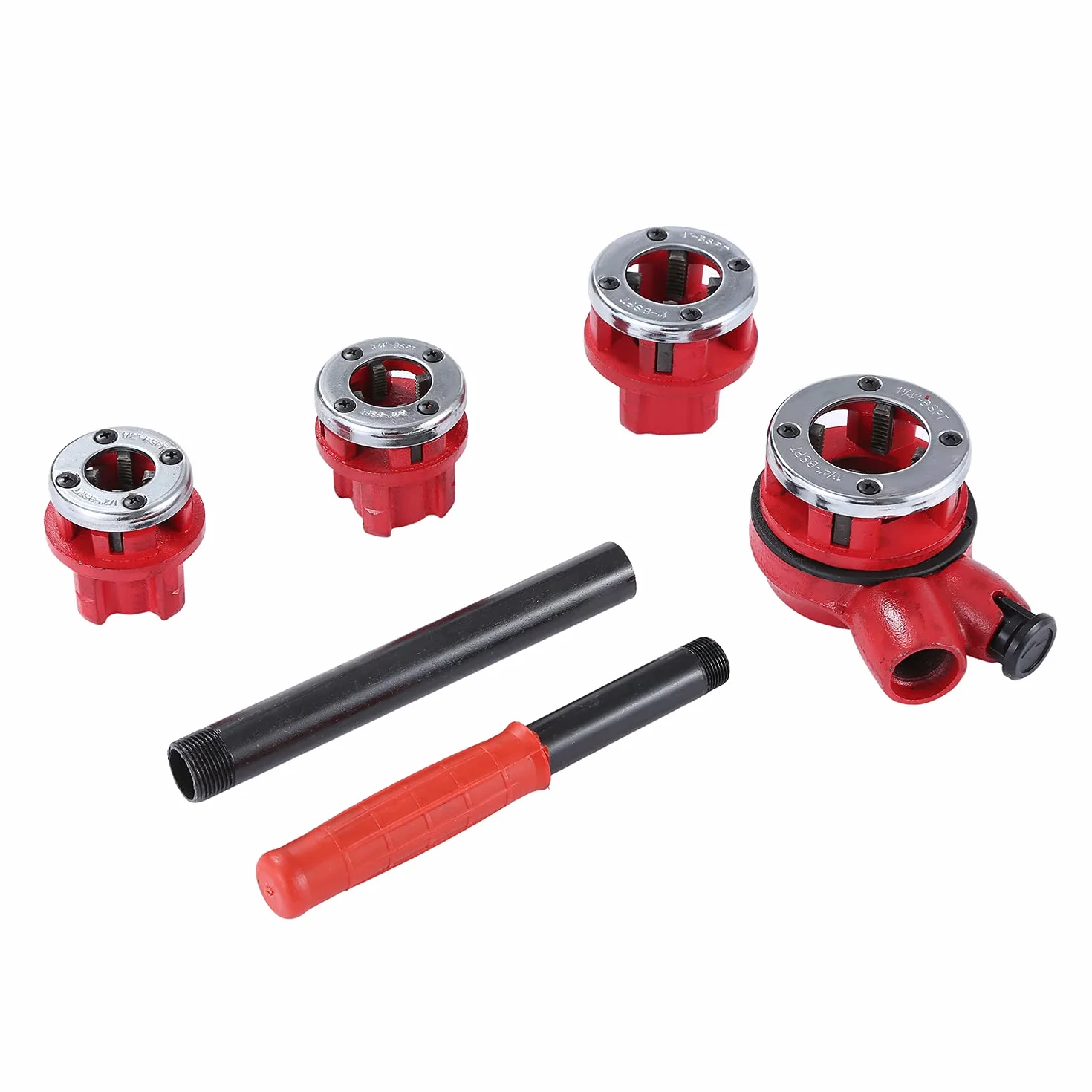 Kit di filettatura per tubi idraulici Set di filettatrici manuali in acciaio per idraulici con 4 filiere 1/2" 3/4" 1" 1-1/4". per l'installazione di tubazioni acqua e gas KATSÙ 318504