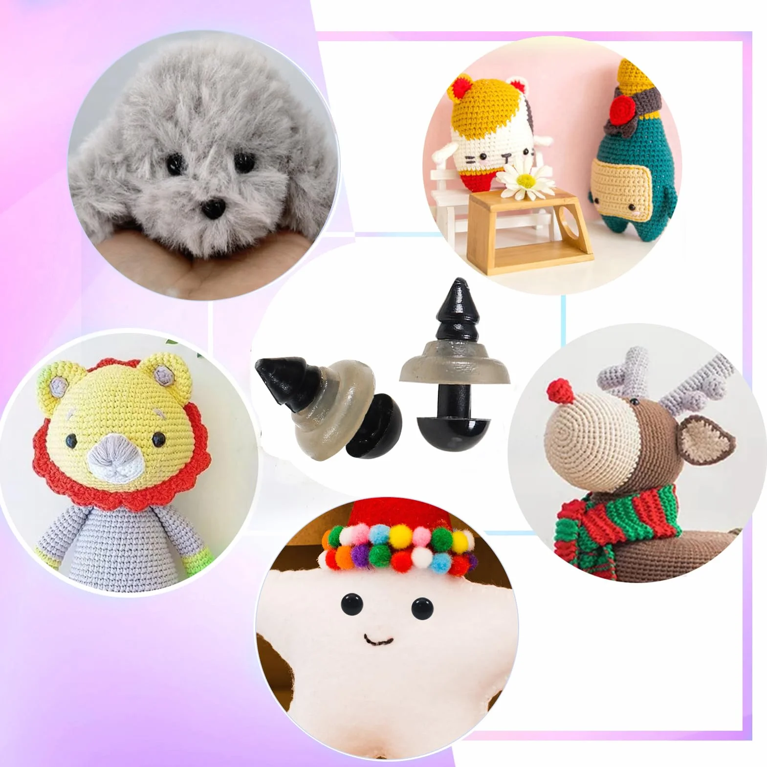 TOAOB 50 Pezzi Occhi di Sicurezza per Amigurumis con Rondelle 6 mm Nero Plastica Occhietti per Bambole Creazione Animale all'Uncinetto Pupazzi Creazione Artigianato Lavoretti