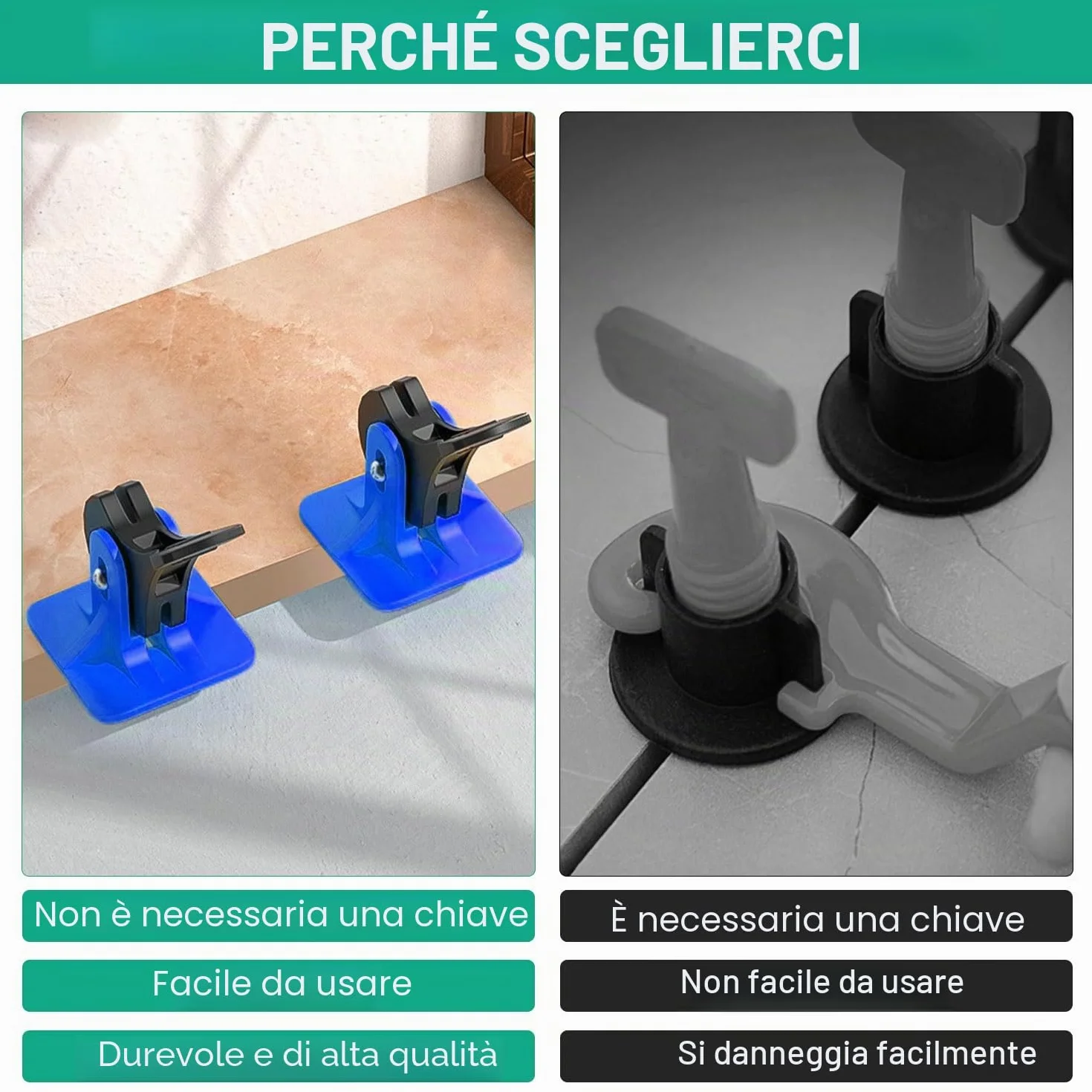 100 Pezzi Riutilizzabili Livellatori per Piastrelle 2mm, Blu Kit Sistema di Livellamento per Piastrelle, 100 Livellamento Regolatore per Pavimenti Dell'edificio