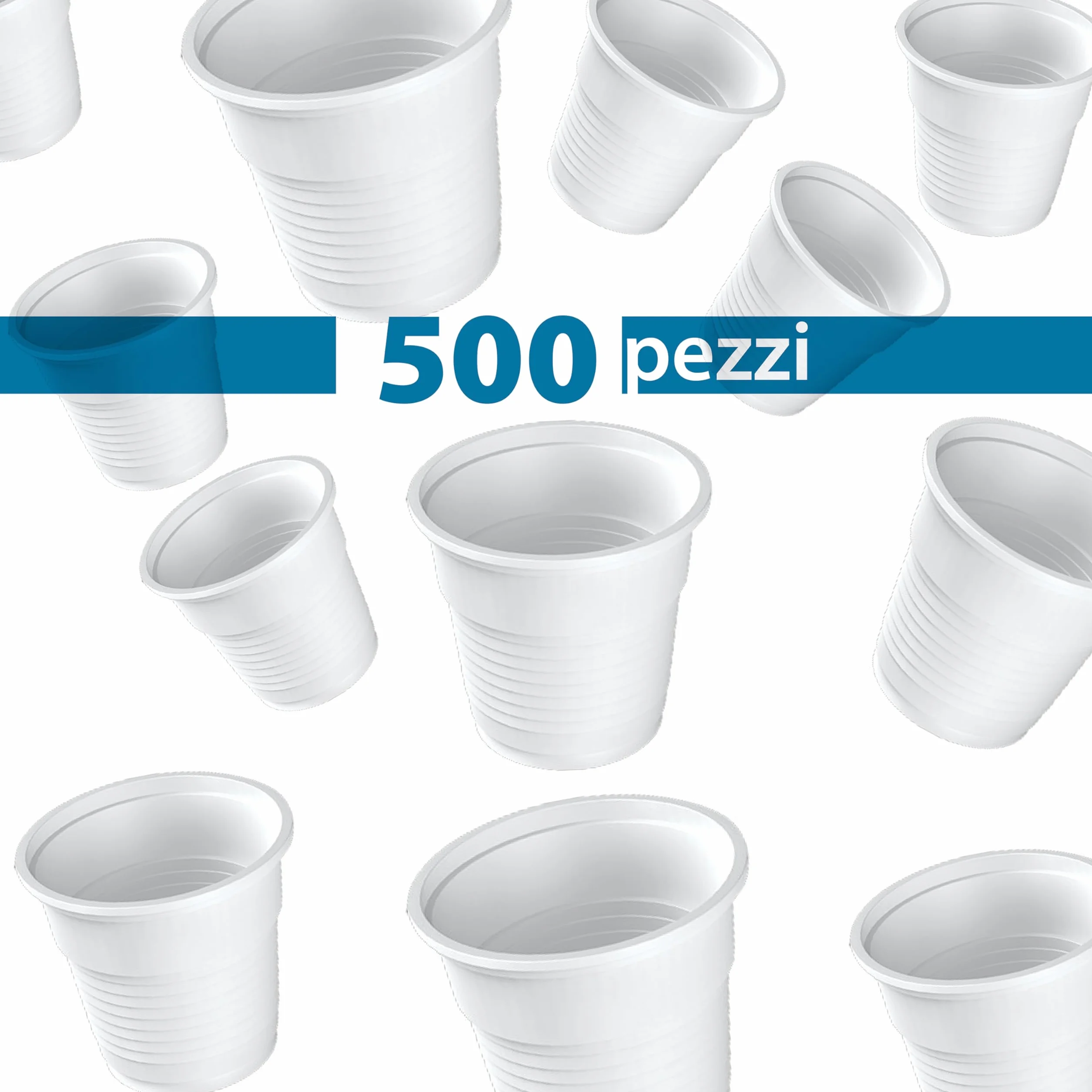DETERMONDO 500 Bicchierini Caffè Plastica Monouso 80cc Tazzine Bianche Professionali per Espresso