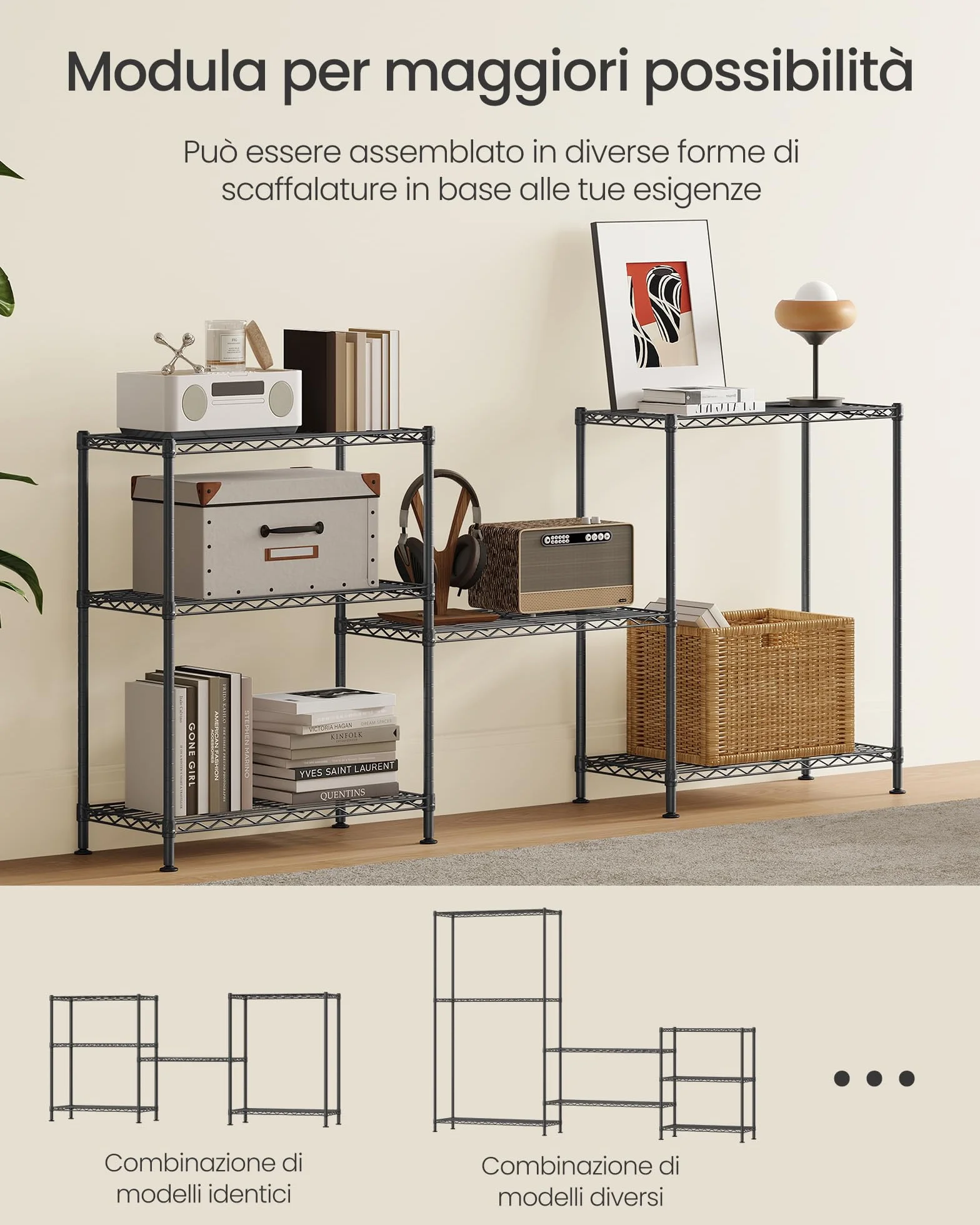 SONGMICS Scaffale Portaoggetti, Ripiani Regolabili, Scaffale di Stoccaggio, per Garage, Camera da Letto, Soggiorno, Cabina, Cucina, Dispensa, 3 Livelli, 30 x 60 x 77 cm, Nero Inchiostro LGR163BH01