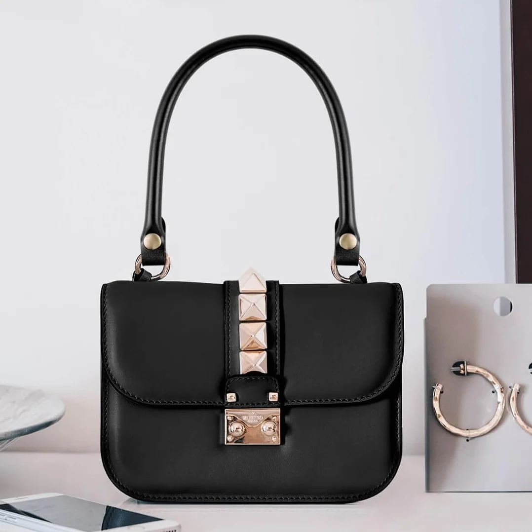 Set di 2 manici in pelle PU per borsa, cinghie sostitutive totebag fai-da-te con chiusura accessori di stile
