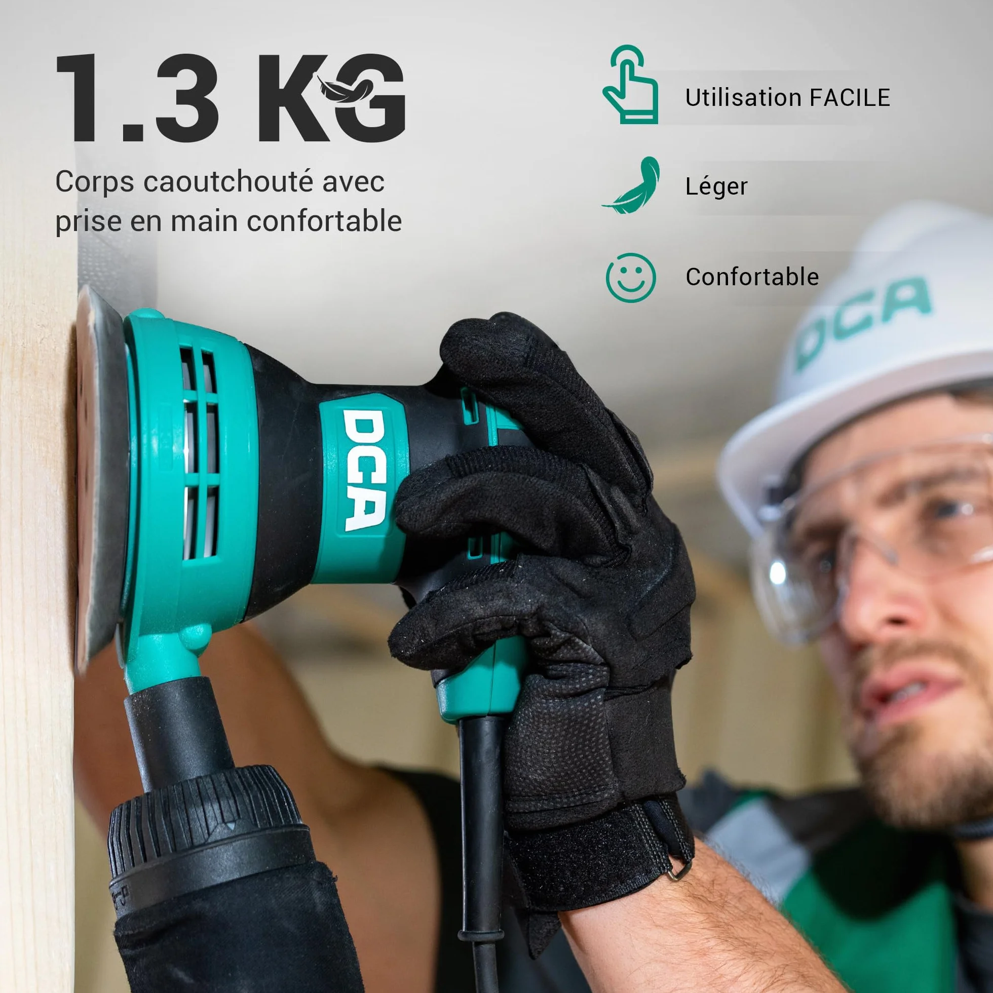 DCA Levigatrice Orbitale 300W 12000RPM 6 Velocità Variabili 125mm Dischi Abrasivi