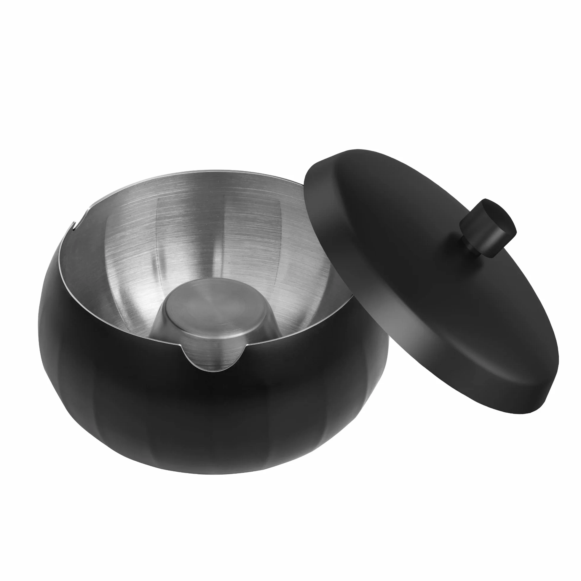 Posacenere in Acciaio Inossidabile con Coperchi, Vassoio Cenere Inodore Senza Fumo, per Ufficio Casa Balcone Esterno (Nero)