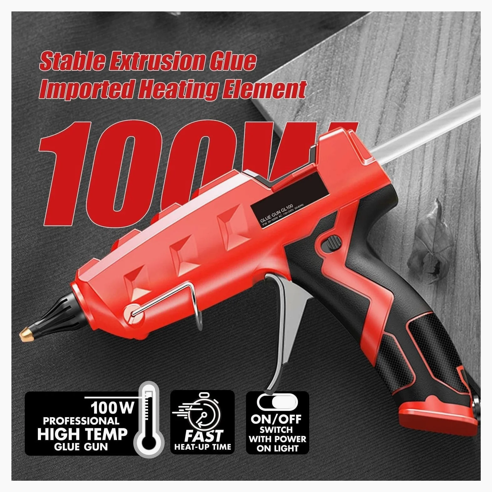 Pistola For Colla A Caldo Kit For A Grandezza Naturale Da 100 W For Impieghi Gravosi Con 20 Stick Di (150 X 11 Mm), For Riparazioni Rapide In Casa E In Ufficio Rapido Affidabile Incollaggio Flusso