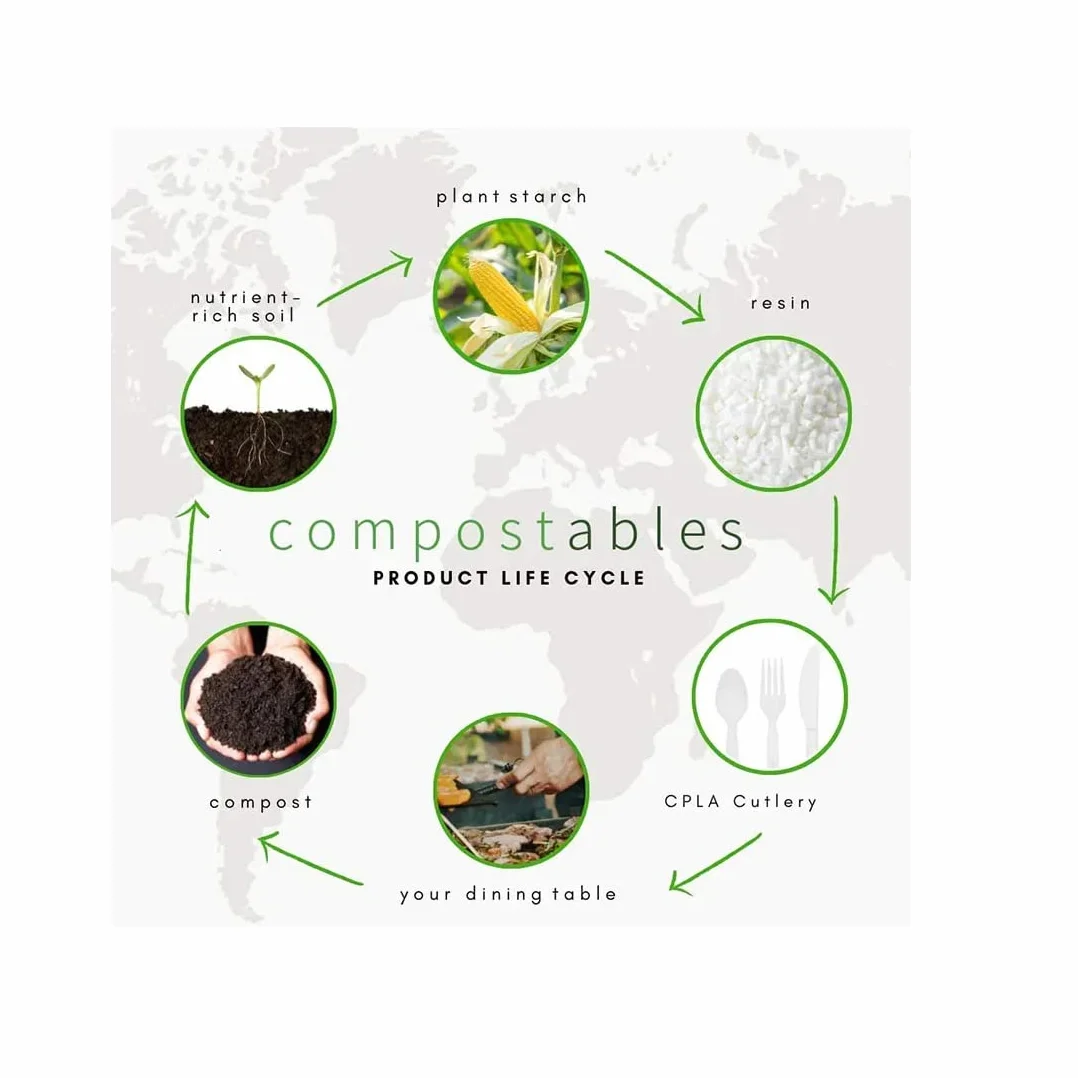 Coltelli NERI Usa e Getta 18cm - Posate Monouso Biodegradabili Compostabili in Mater-Bi - Ecologici - Confezione 100 Pezzi
