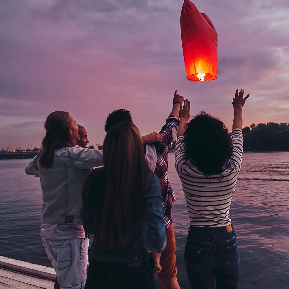 SPARKLERS CLUB Set 10 lanterne volanti biodegradabili, Sky Lanterns 30x45x80 cm