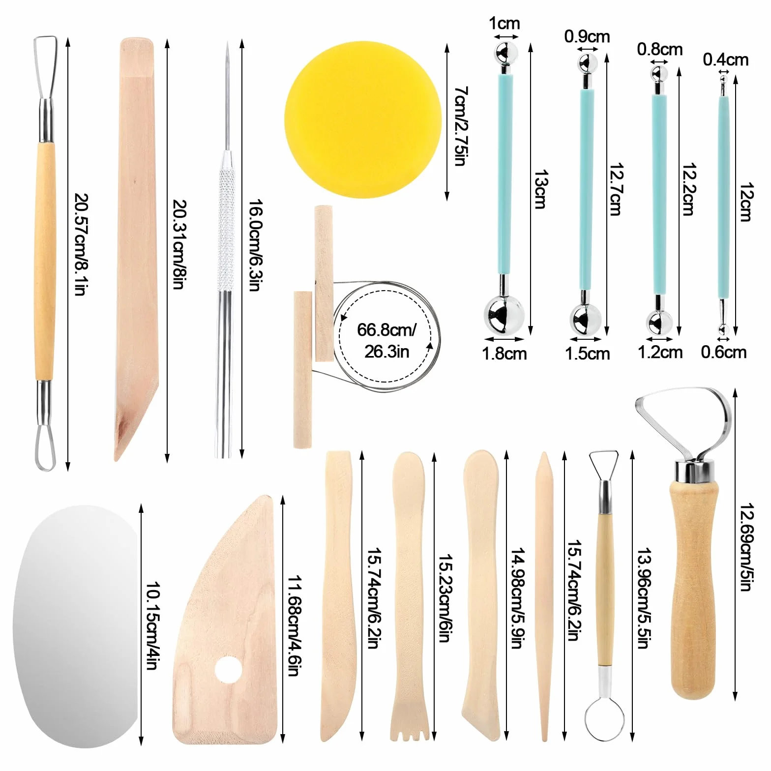 17 Pezzi Kit Ceramica，Strumenti Argilla，Attrezzi Ceramica,42Pezzi Strumenti con Borsa Portatile，Attrezzi Ceramica,Sculpting Tool ，per Scultura in Argilla e Cake Torta Design，Fai da Te Artistico