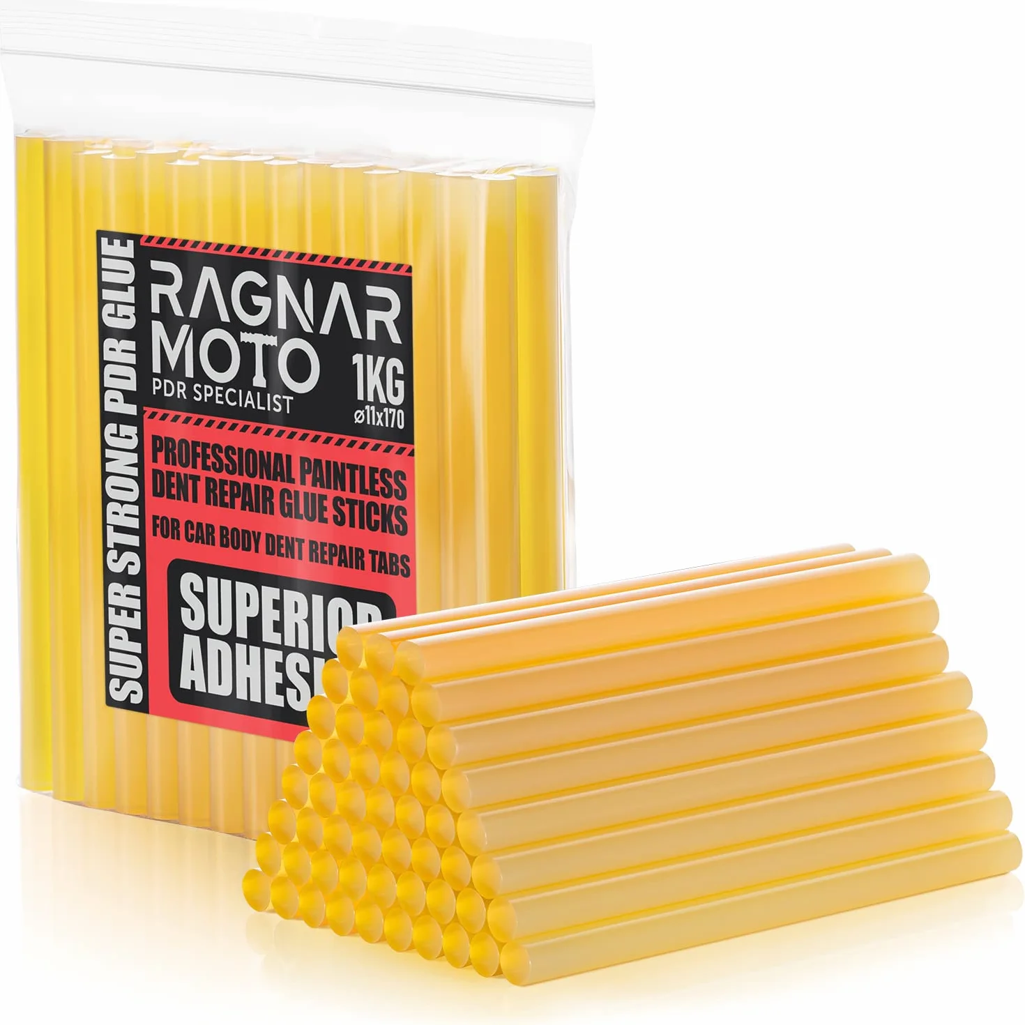 Colla a Caldo Giallo, 1 kg, Extra Forte Colla Ricariche Ø 11mm x 170mm, Colla per le Pistole di Colla a Caldo 11mm, per Carrozzeria Tirabolli