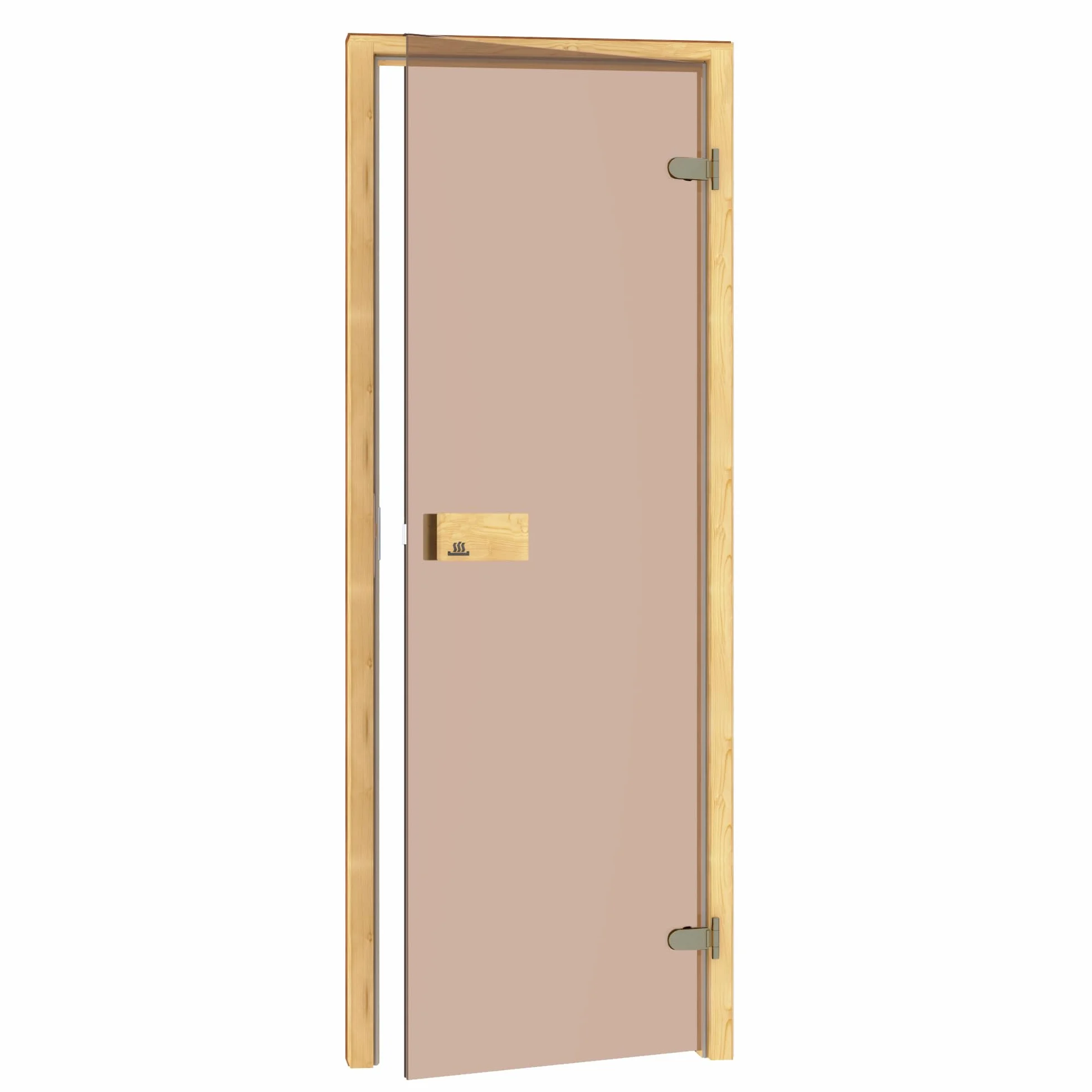 Porta per sauna CLASSIC 70 x 190, vetro temperato di alta qualità da 8 mm, telaio in legno massiccio, facilmente regolabile DIN sinistra destra (pino bronzo)