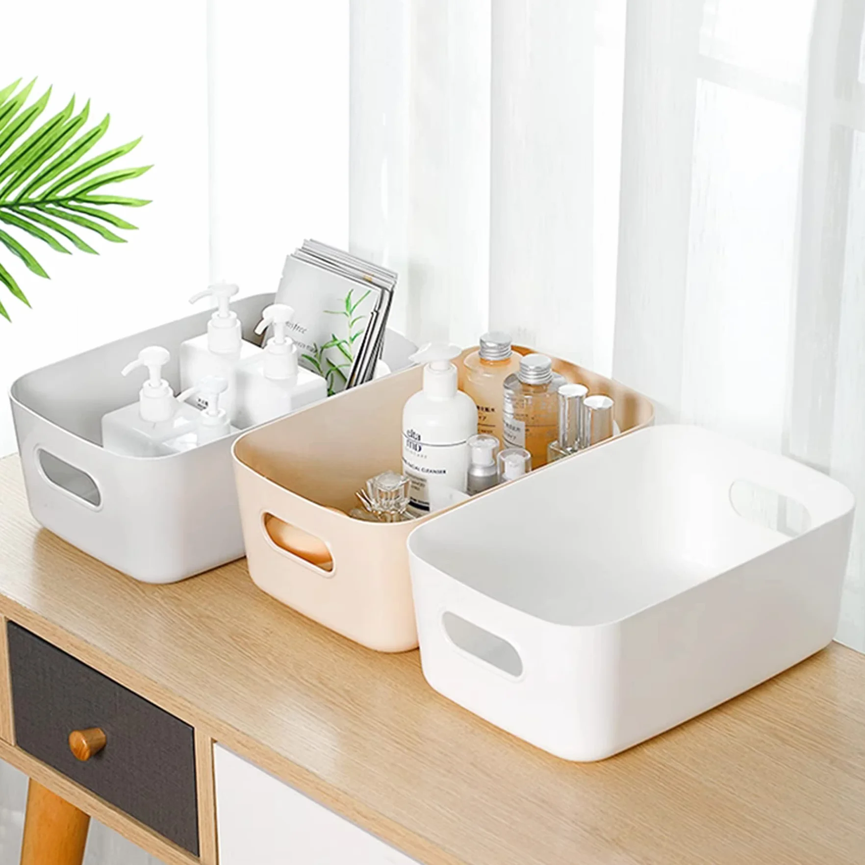 Spesh 6 cestini portaoggetti in plastica per armadietti blu verde bianco grigio