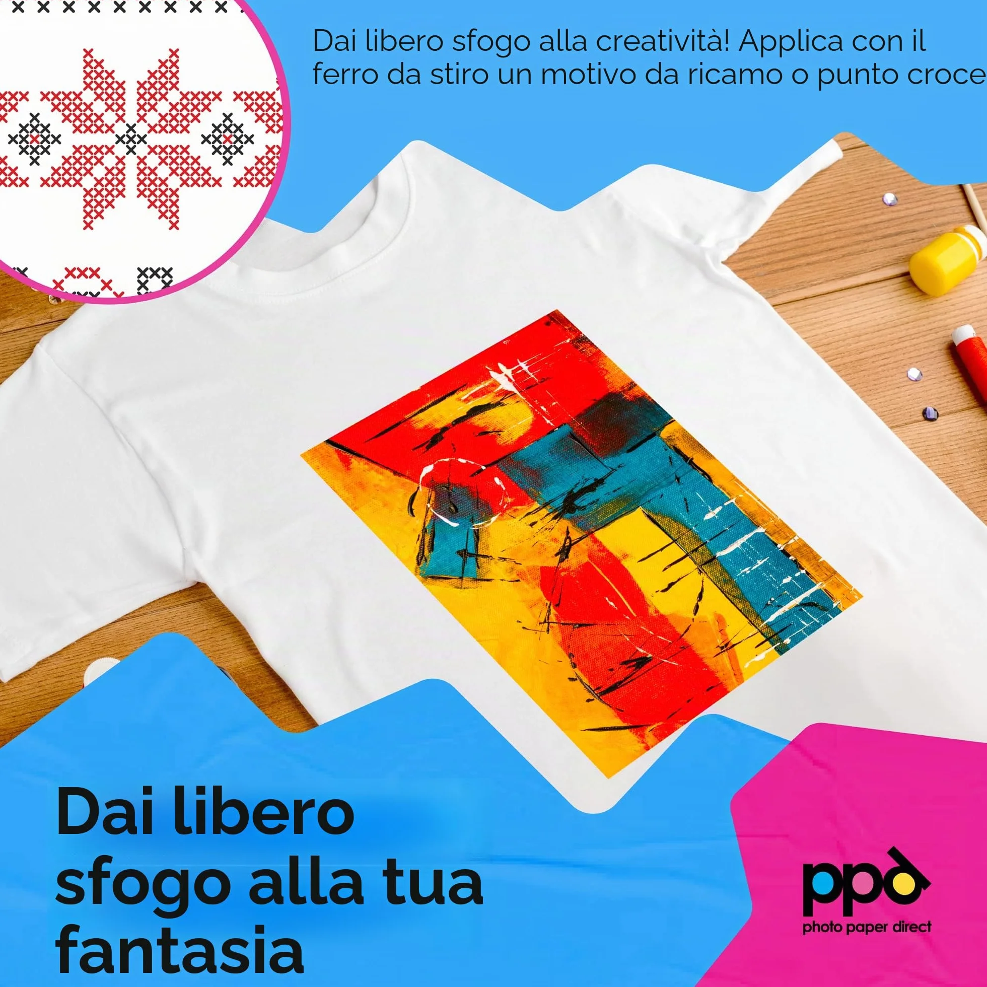 PPD A4 10 Fogli di Carta Trasferibile Termoadesiva per Inkjet - T-Shirt E Tessuti Chiari - PPD-1-10