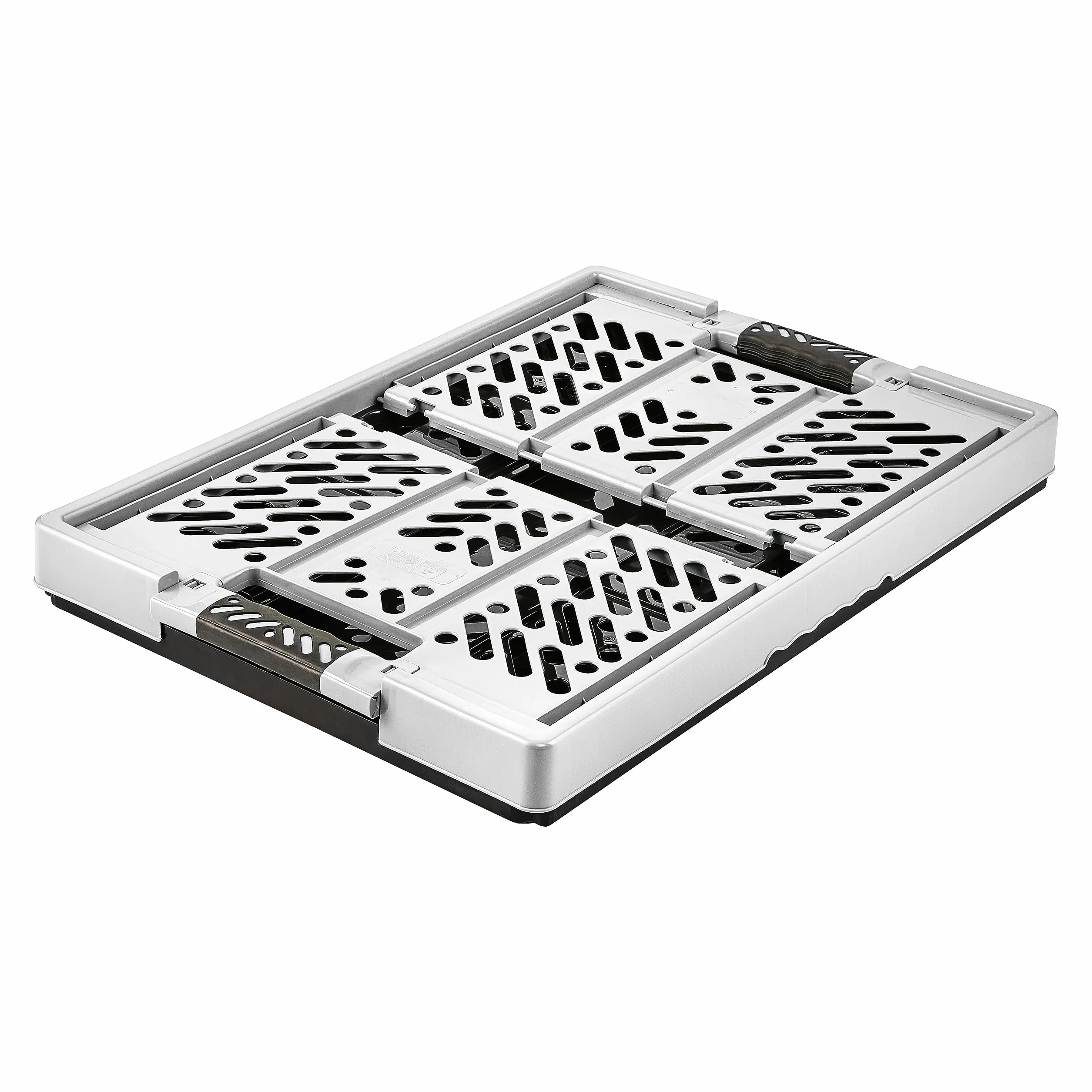 keeeper 2x Robusti Box Contenitori Pieghevoli con Impugnature Soft-touch, 54 x 37 x 28 cm, 45 L, Ben, Grigio Chiaro