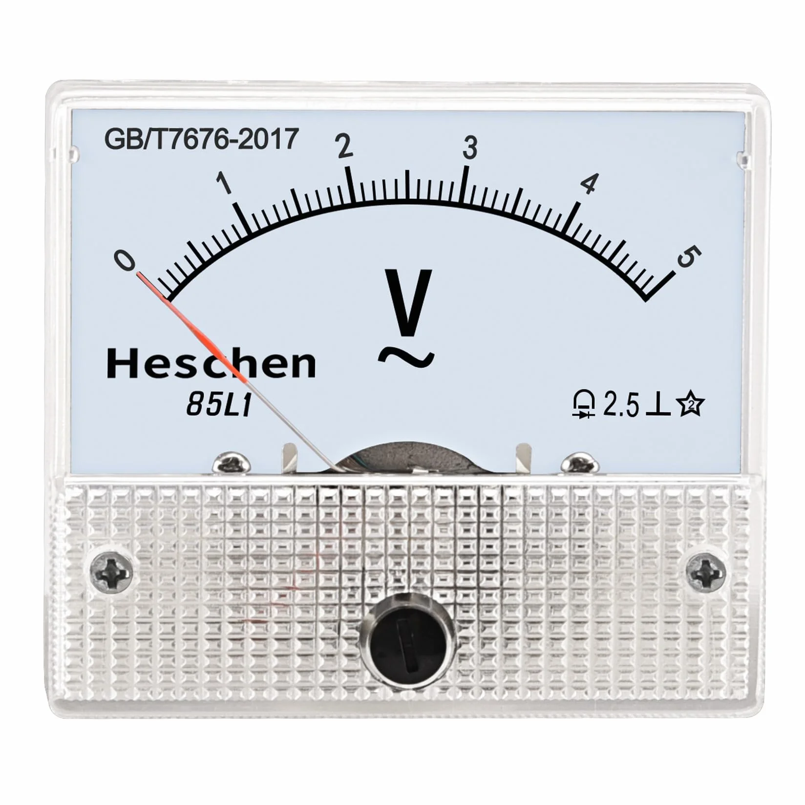 Heschen - Pannello rettangolare 85L1-5V da montare su voltmetro, CA 0 - 5 V, classe di precisione: 2,5%, colore bianco.