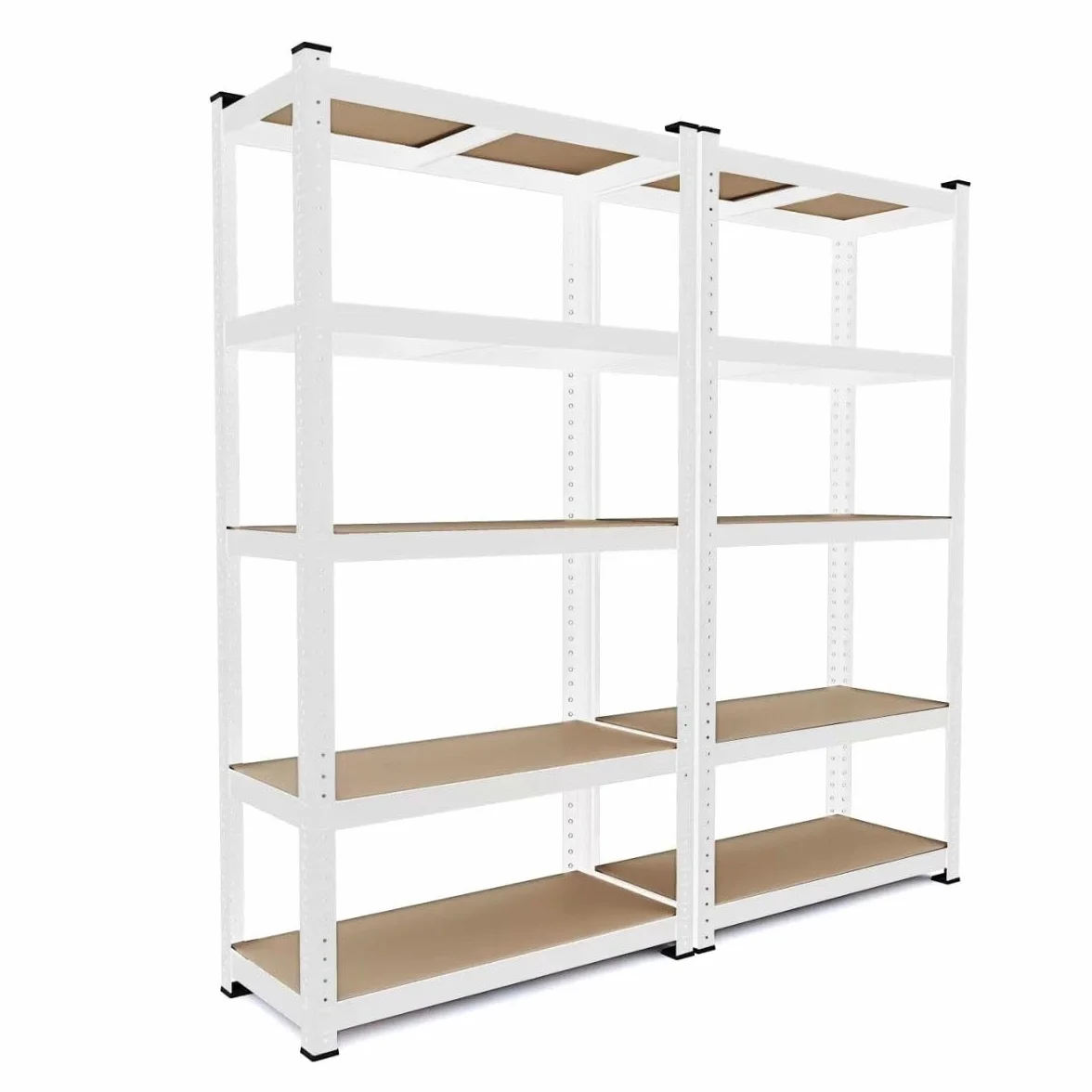 CILVANI set 2 Scaffali In Metallo COLORATI RIPIANI MDF Scaffale Ad Alta Portata Fino a 875 kg Con 5 Ripiani Regolabili 180 x 90 x 40 cm (BIANCO)