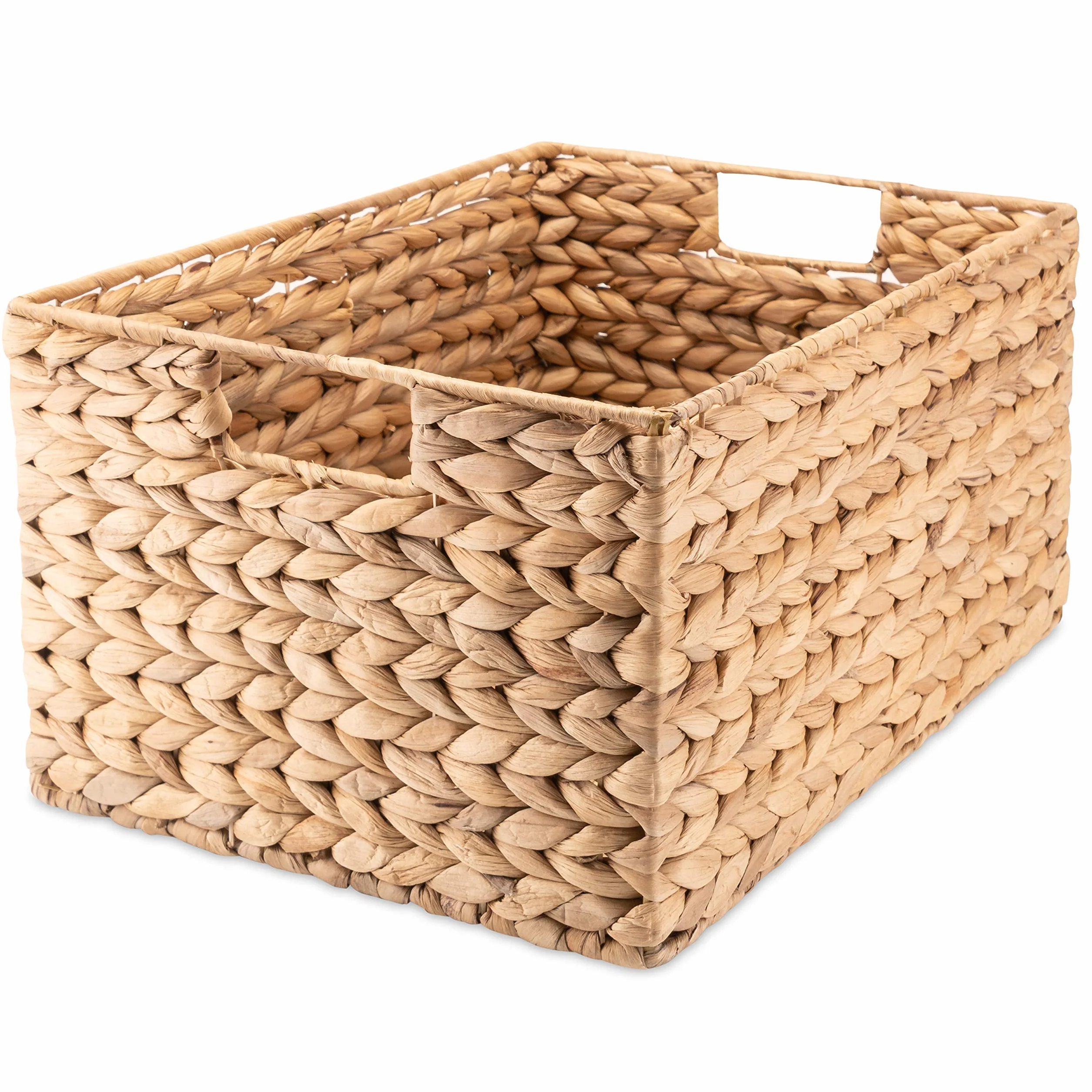 Decorasian Cesto portaoggetti Intrecciato in giacinto d'Acqua Erba Marina Rettangolare Naturale L 37cmx28cmx20cm