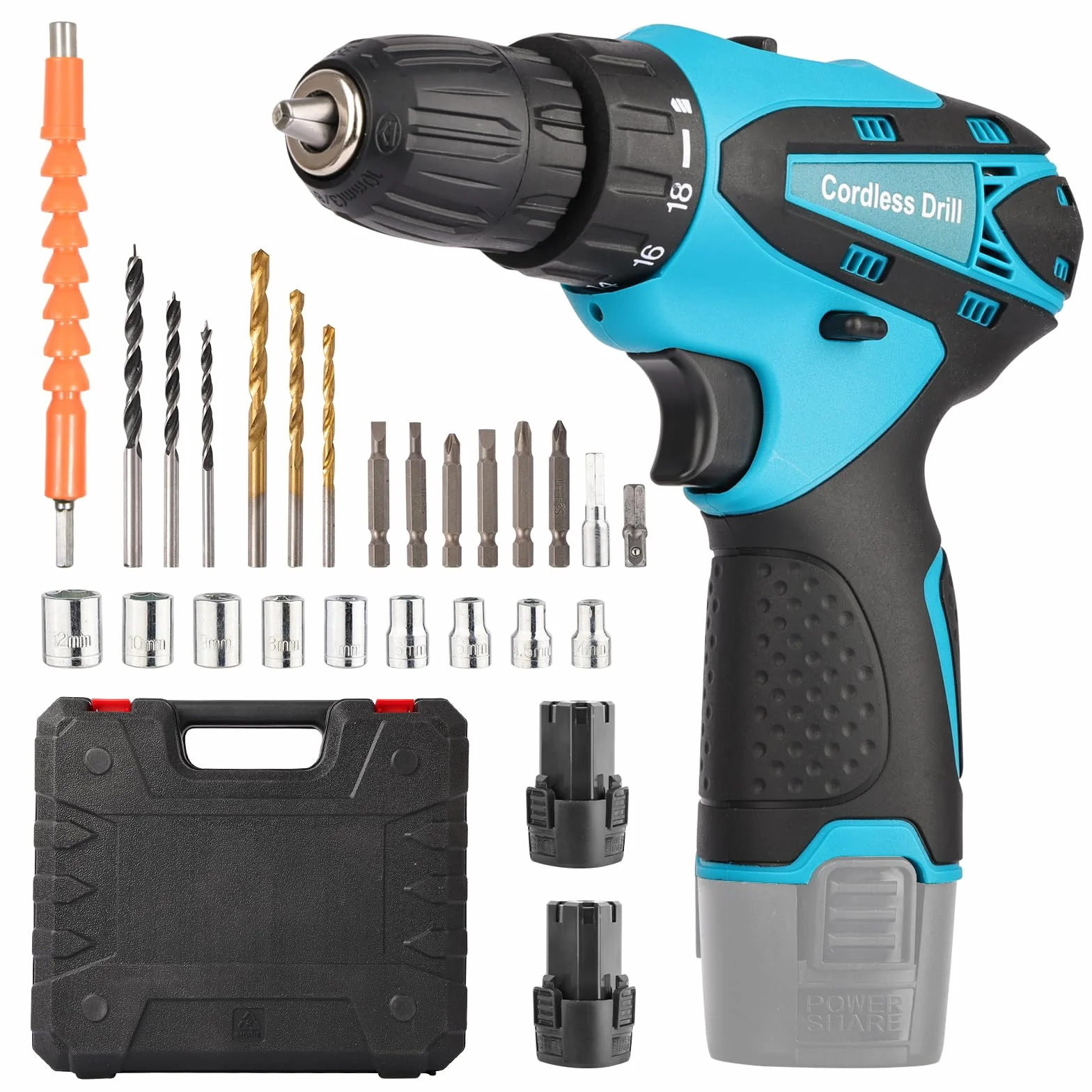 Trapano Avvitatore a Batteria 12V 22Nm: Avvitatore Elettrico Brushless con 2 Batterie 1500mAh, 18+1 Coppie & 2 Velocità, Avvitatore Professional con LED per Montaggio Mobili, Riparazioni e Foratura