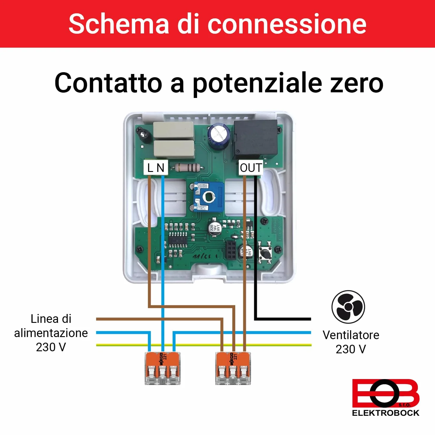 Sensore di umidità ELEKTROBOCK SN130 per il controllo automatico del ventilatore | bagno, lavanderia e cantina | rilevamento ed eliminazione dell'umidità in eccesso