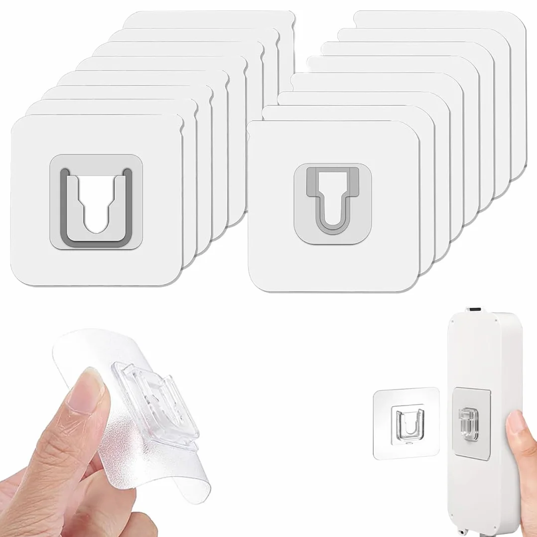JEYORZY Ganci adesivi, 8 paia di ganci da parete a doppia faccia, ganci autoadesivi a doppia faccia, ganci adesivi trasparenti, ganci multifunzionali, senza forare, rimovibili, per appendere Quadri