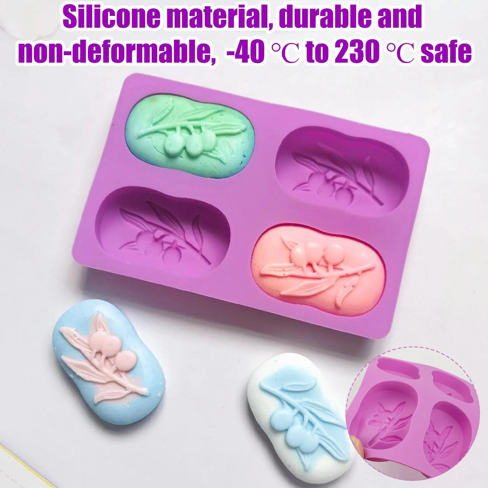 Kit Fai Da Te Saponette 2 Pezzi Stampo, 4 Cavità per Sapone, Stampi Silicone Ovali