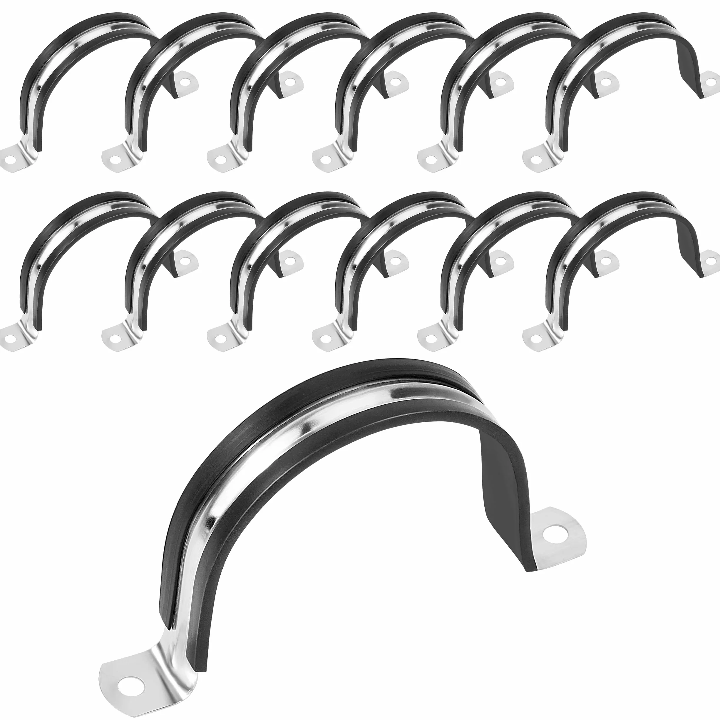 Morsetto per Tubi 48mm Fascette per Tubi a U in Acciaio Inossidabile 304 con Cuscinetto in Gomma Fascette Stringitubo per Tubi 12 Pezzi
