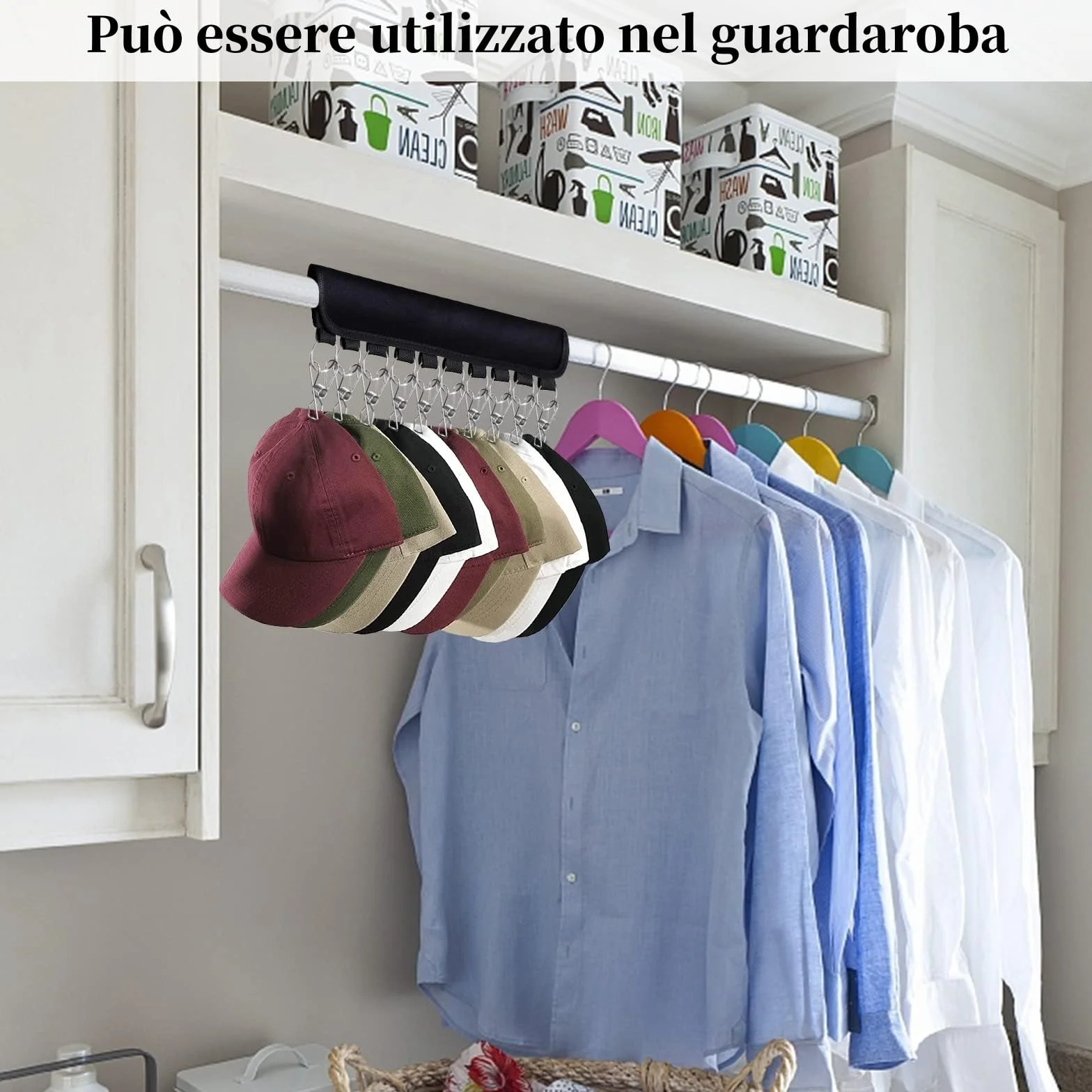 Porta Cappelli Baseball Cap Rack 10 Clip Organizer per Cappelli Berretto Gancio Armadio
