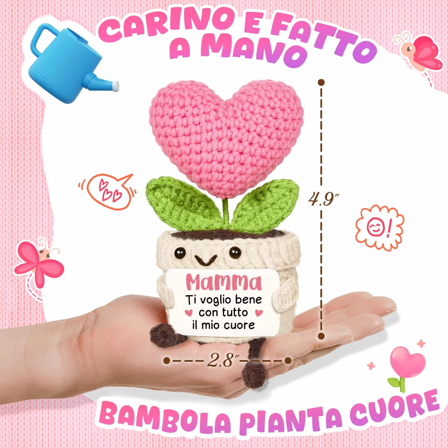 Regalo Mamma Compleanno Cuore Fiore all’Uncinetto Supporto Emotivo Idee Regali Mammina Natale