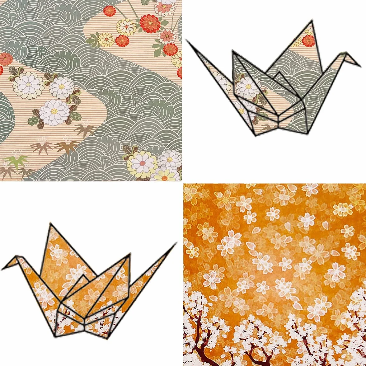 Carta per origami - 50 fogli di carta giapponese con motivi diversi 15 x 15 cm a doppia faccia per progetti artistici e artigianali fai da te