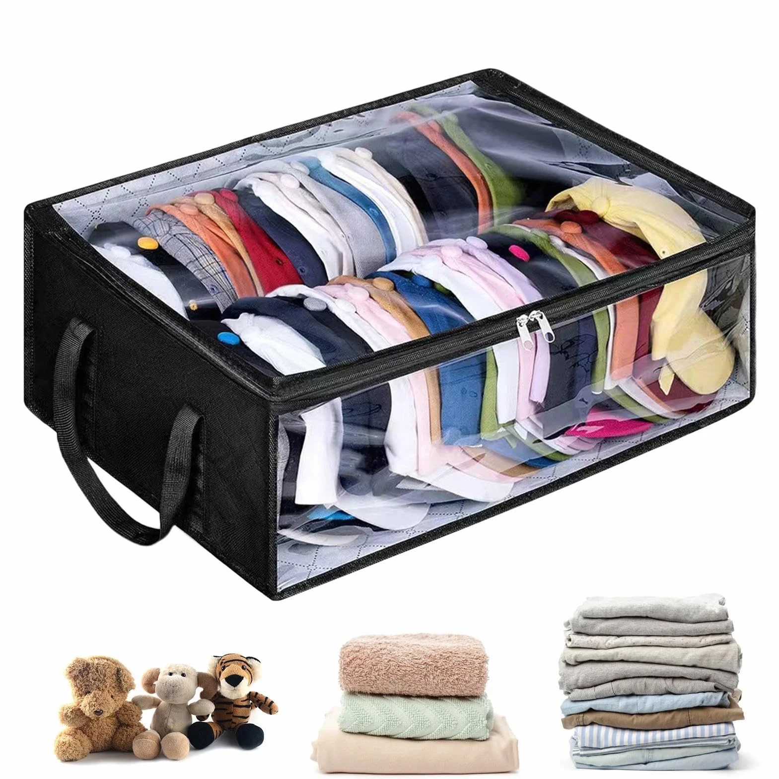 Contenitore Per Cappelli - Scatola Di Archiviazione Del Cappello, Porta Bandiera Trasparente | Custodia Piegabile Per L'organizzatore Di Cappelli Con 2 Manici Robusti, Borsa Da Stoccaggio Sotto Il Let