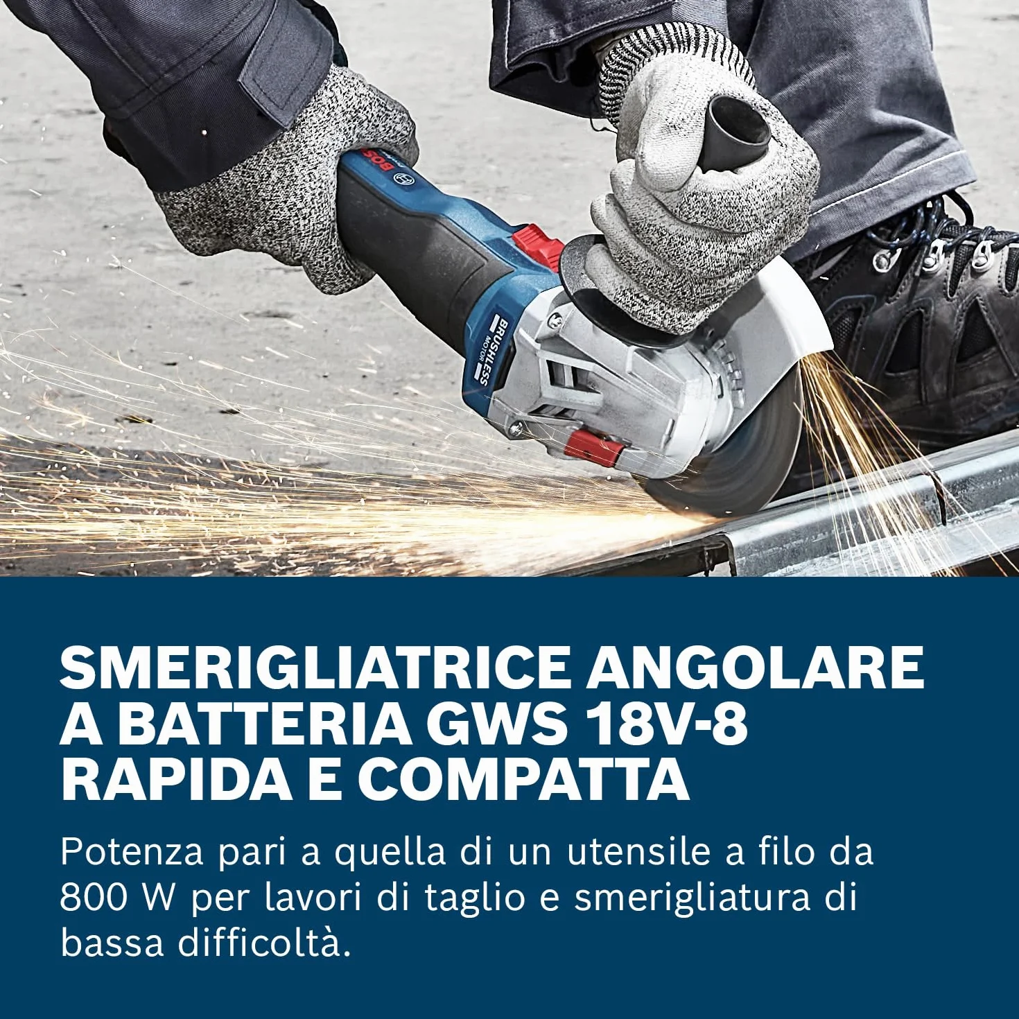 Bosch Professional 18V System Smerigliatrice angolare a batteria GWS 18V-8 (diametro disco 125 mm, senza batteria/caricabatteria)