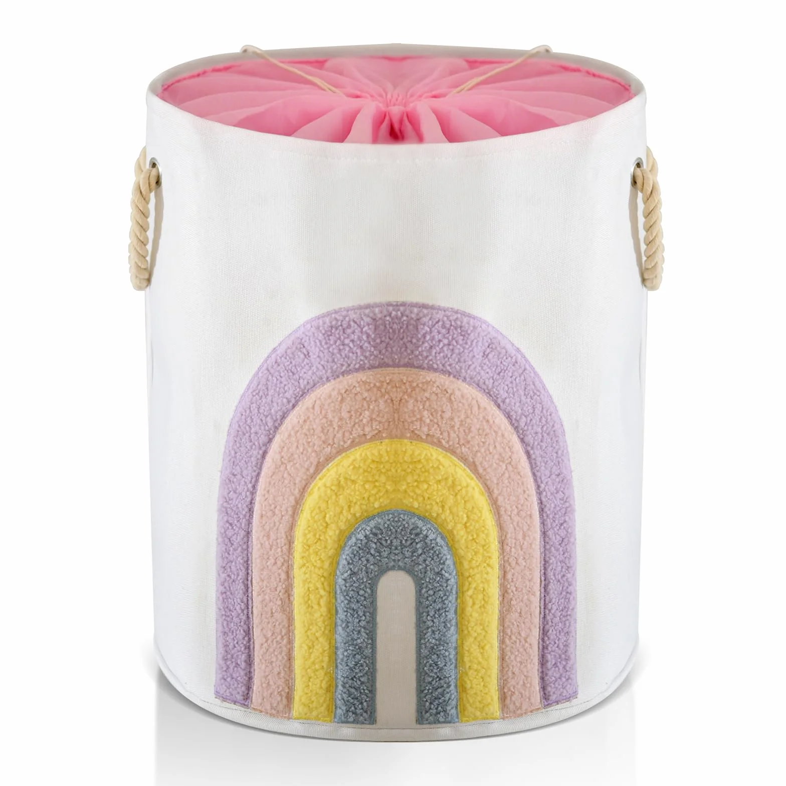 Cesto per il Bucato per Bambini Rosa, 58L in Tela con Chiusura a Coulisse Cesto Extra Large per Vestiti del Bambino Cesto per la Nursery e Giocattoli (Arcobaleno)