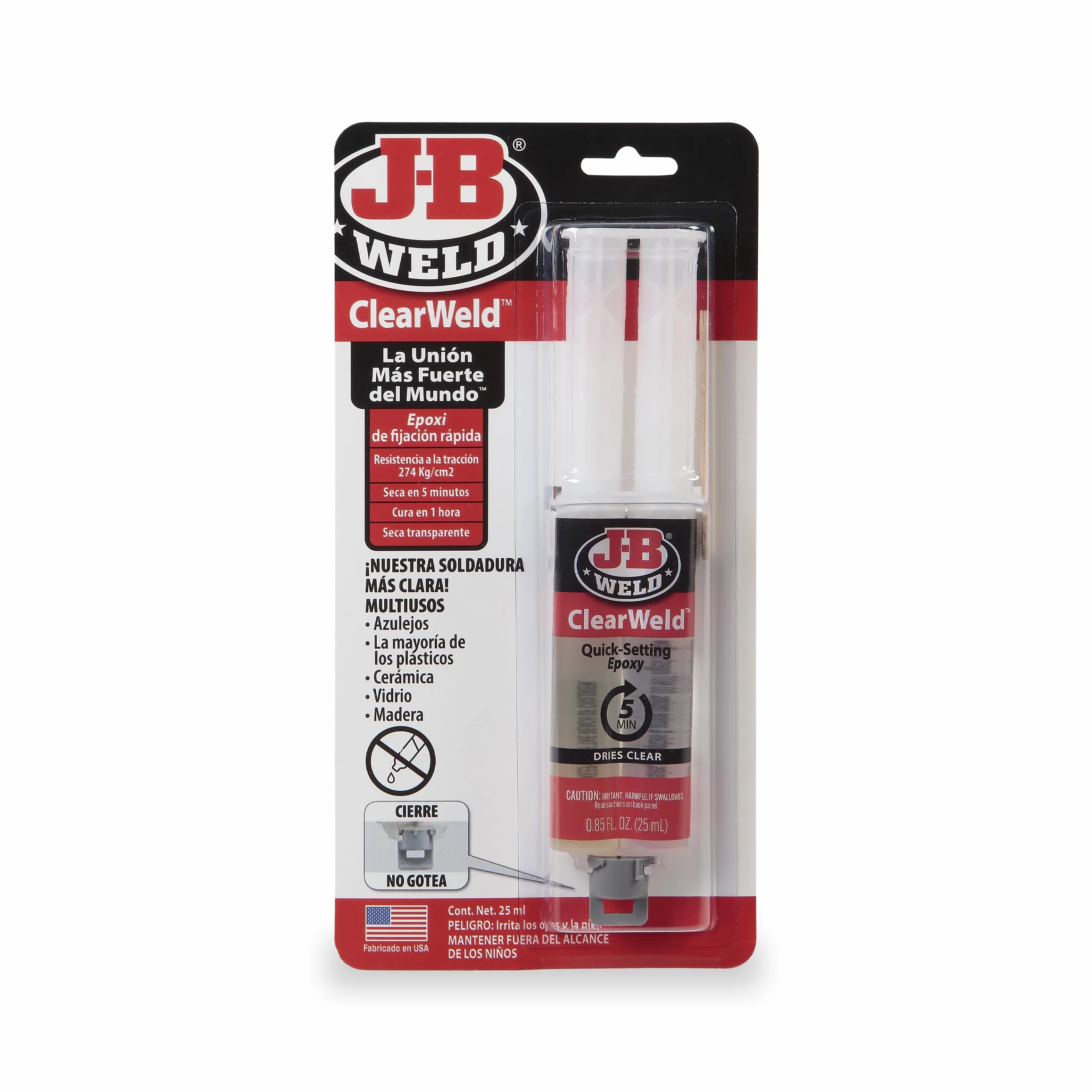 J-B Weld 50112SPA - Siringa epossidica - Fissaggio rapido - Extra forte | Epoxy 2 componenti per riparazioni su metallo, piastrelle, ceramica e plastica - 25 ml (la confezione potrebbe essere diversa)